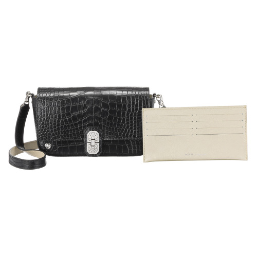 エーディーエムジェイ 牛革クロコダイル型押し スリムウォレット付 アールデコ ショルダーバッグ エーディーエムジェイ 牛革クロコダイル型押し スリムウォレット付 アールデコ ショルダーバッグ