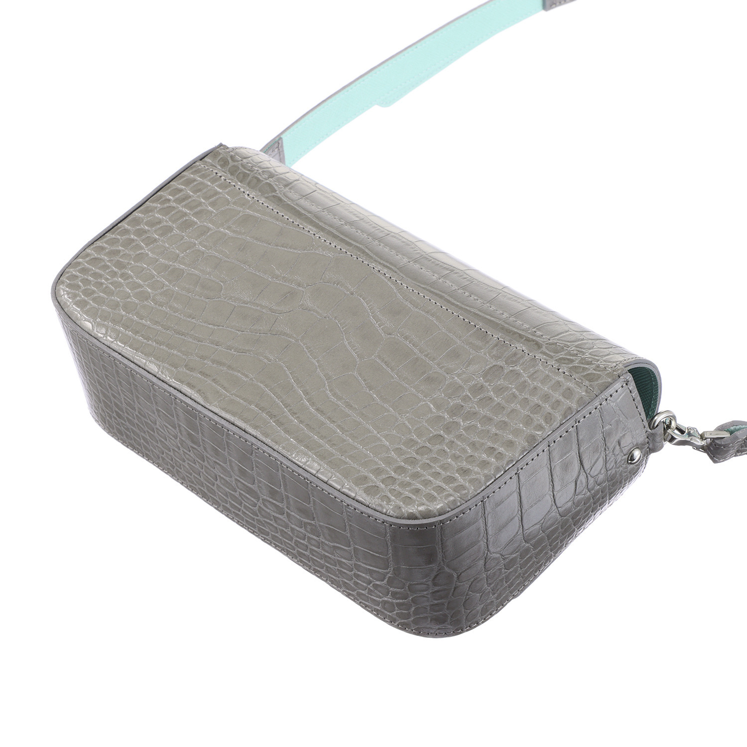 エーディーエムジェイ 牛革クロコダイル型押し スリムウォレット付 アールデコ ショルダーバッグ