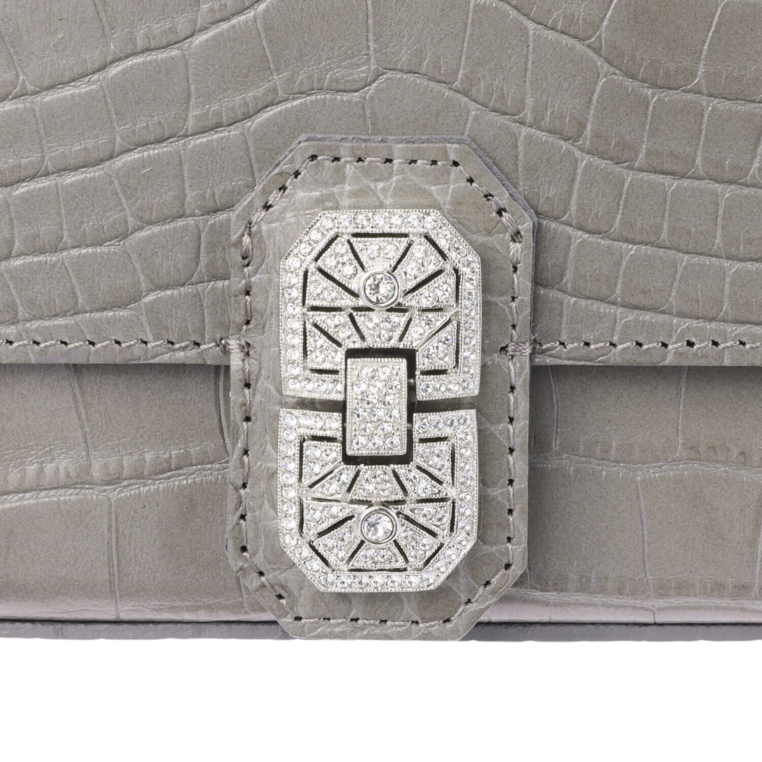 エーディーエムジェイ 牛革クロコダイル型押し スリムウォレット付 アールデコ ショルダーバッグ