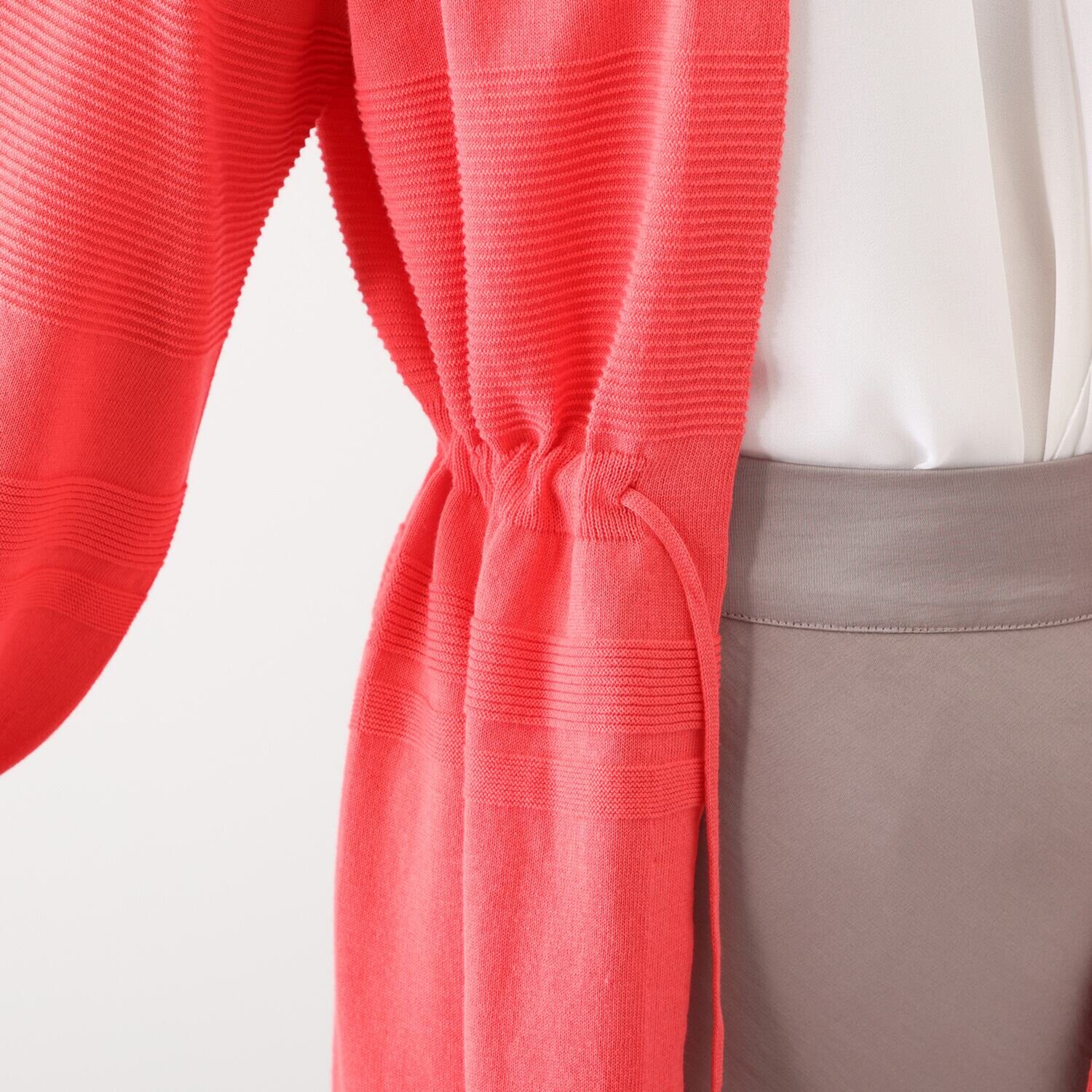 アール　アンド　エム フェルガーナ 日本製　立体編 ウズベキスタン産コットン 地柄ボーダー カーディガン