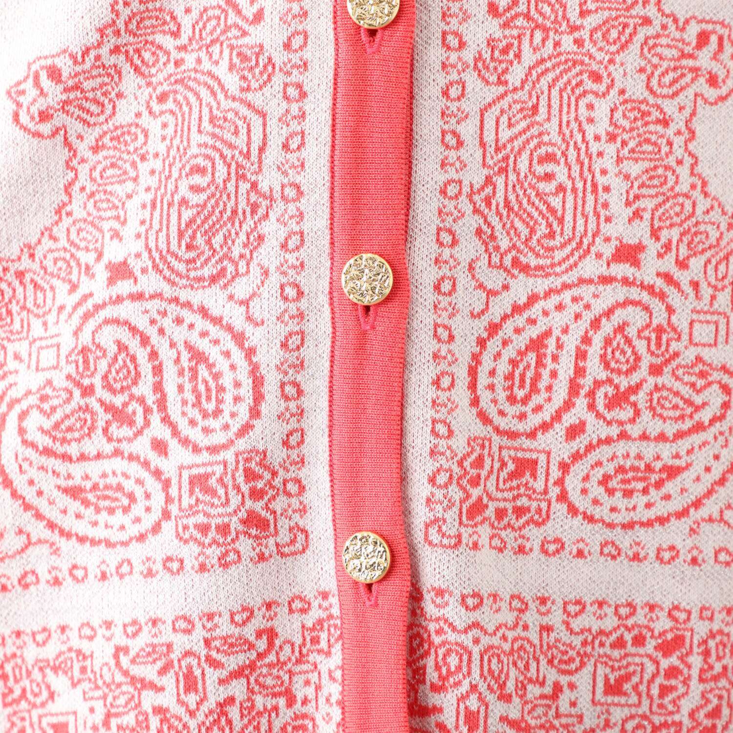 アール　アンド　エム フェルガーナ 日本製　ウズベキスタン産 コットン使用 ジャガード Ｖネックカーディガン