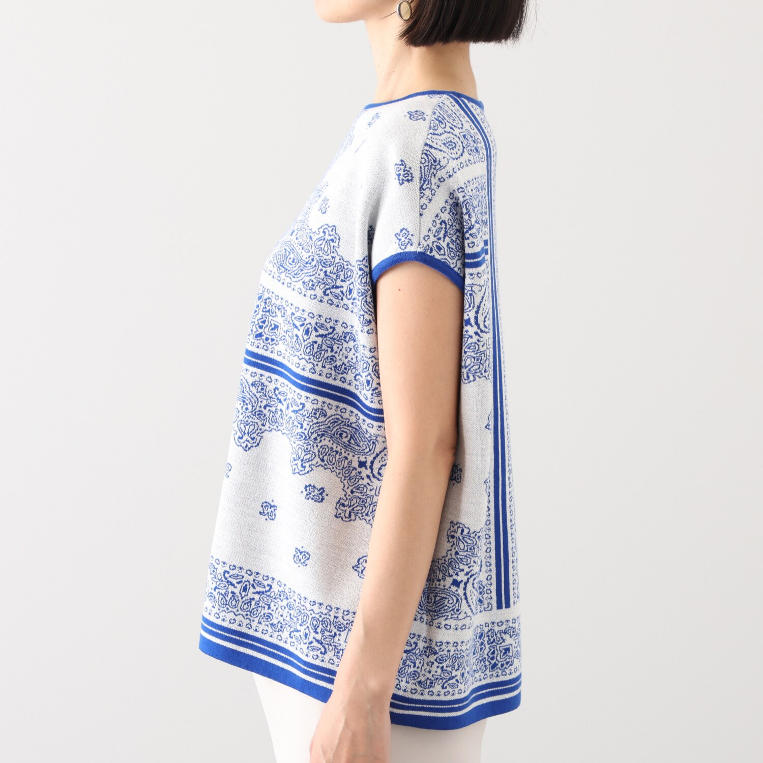 アール　アンド　エム フェルガーナ 日本製　ウズベキスタン産 コットン使用 ジャガードプルオーバー