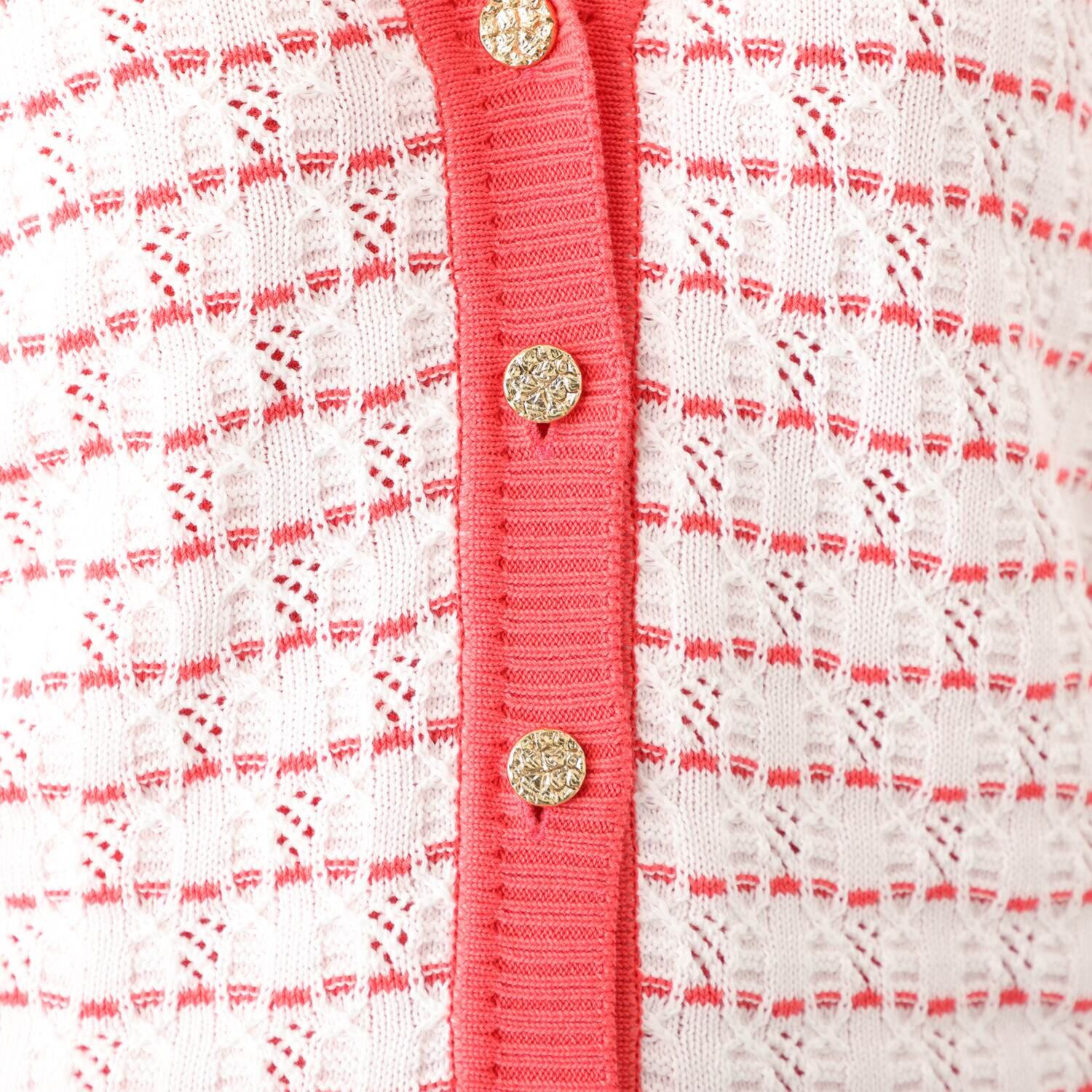 アール　アンド　エム フェルガーナ 日本製　ウズベキスタン産 コットン使用 ロゴ入りボーダー カーディガン