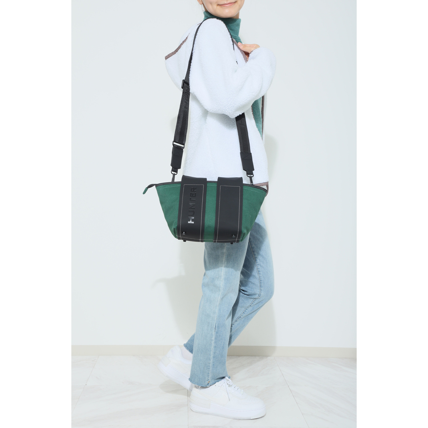 ハンター はっ水 ステッチアクセント コットンキャンバス ２ウェイミニトートバッグ