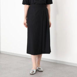 レア　ジェム ウールトリアセテート混 タックデザイン Ｉラインスカート
