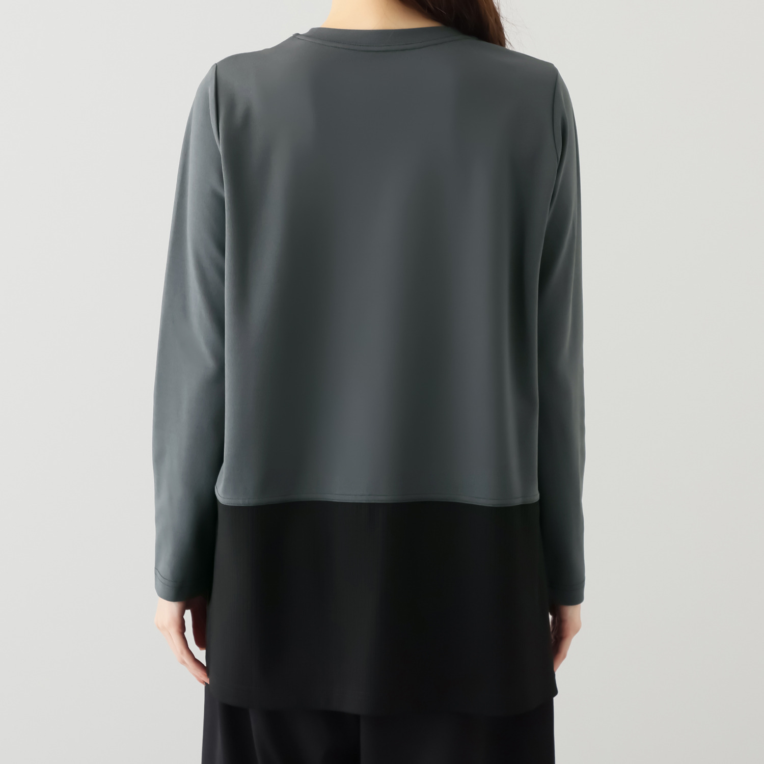 ヒロコ　デシネール 異素材切替 配色ステッチが効いた ちょこっとモードな 安心丈チュニック