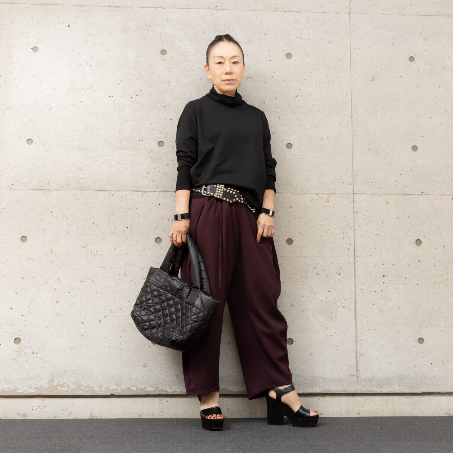 ヒロコ　デシネール リブタートル＆リブ袖 コーディネイト風 バレルシルエット プルオーバー