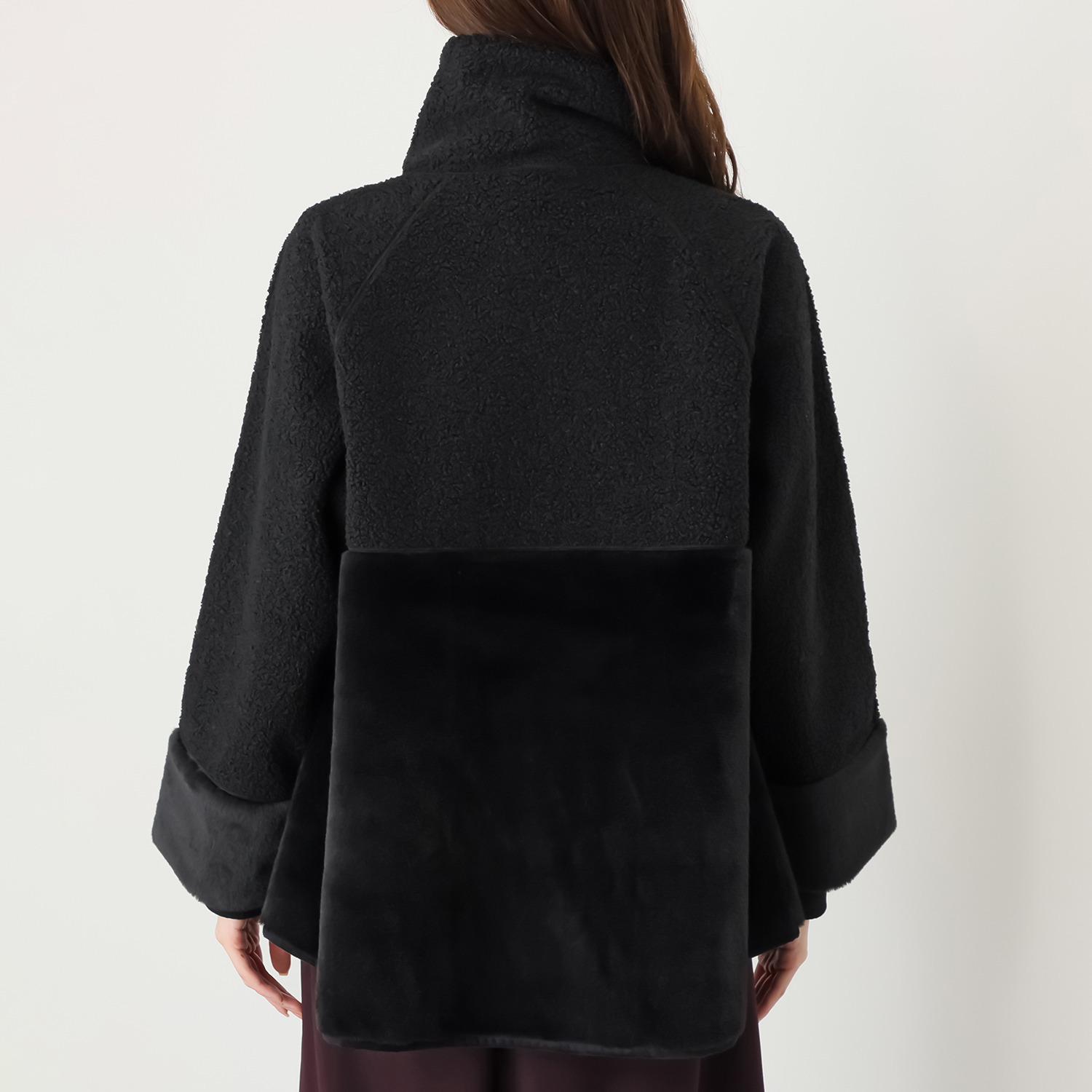 ヒロコ　デシネール ボア＆フェイクファー オフハイネック リバーシブル仕立て Ａラインジャケット