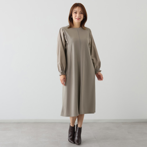 ダジュール　ストライプスリーブ　ワンピース