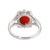 香瑚 プラチナ９００ ２カラットＵＰ 高知県産血赤珊瑚＆ ダイヤモンド オーバルリング