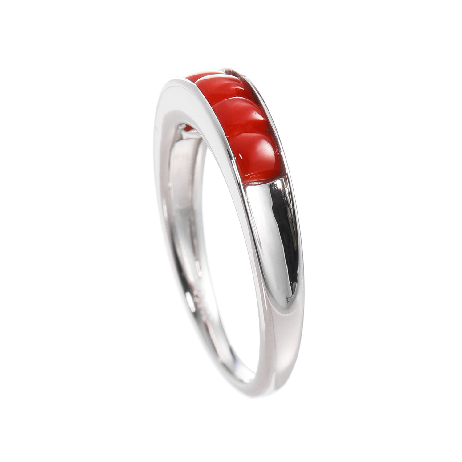 香瑚 プラチナ９００ 高知県産血赤珊瑚 スクエアライン リング