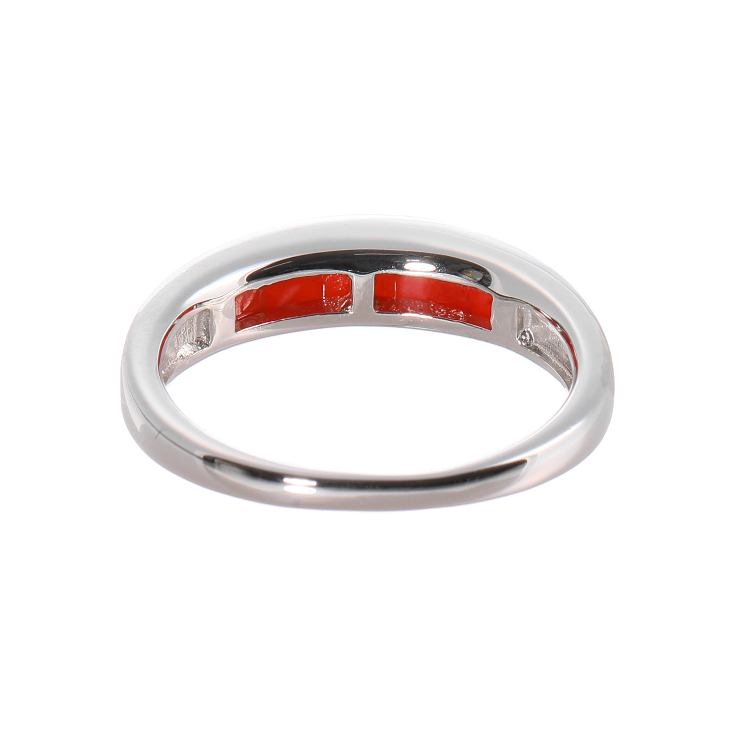 香瑚 プラチナ９００ 高知県産血赤珊瑚 スクエアライン リング