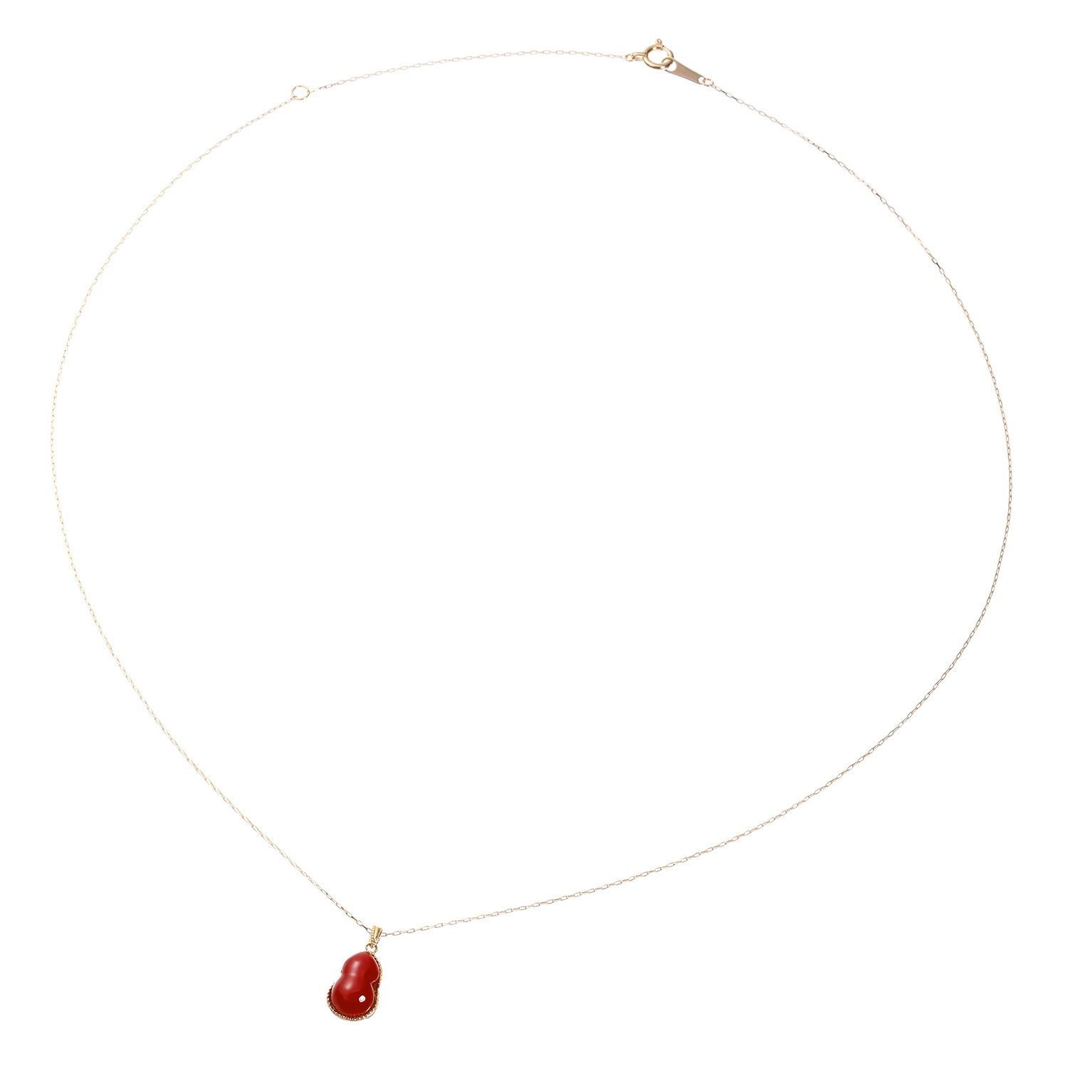 香瑚 １８Ｋ 高知県産血赤珊瑚 ひょうたんカボション ペンダント