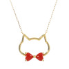 香瑚 １８Ｋ 高知県産血赤珊瑚 猫モティーフ ネックレス
