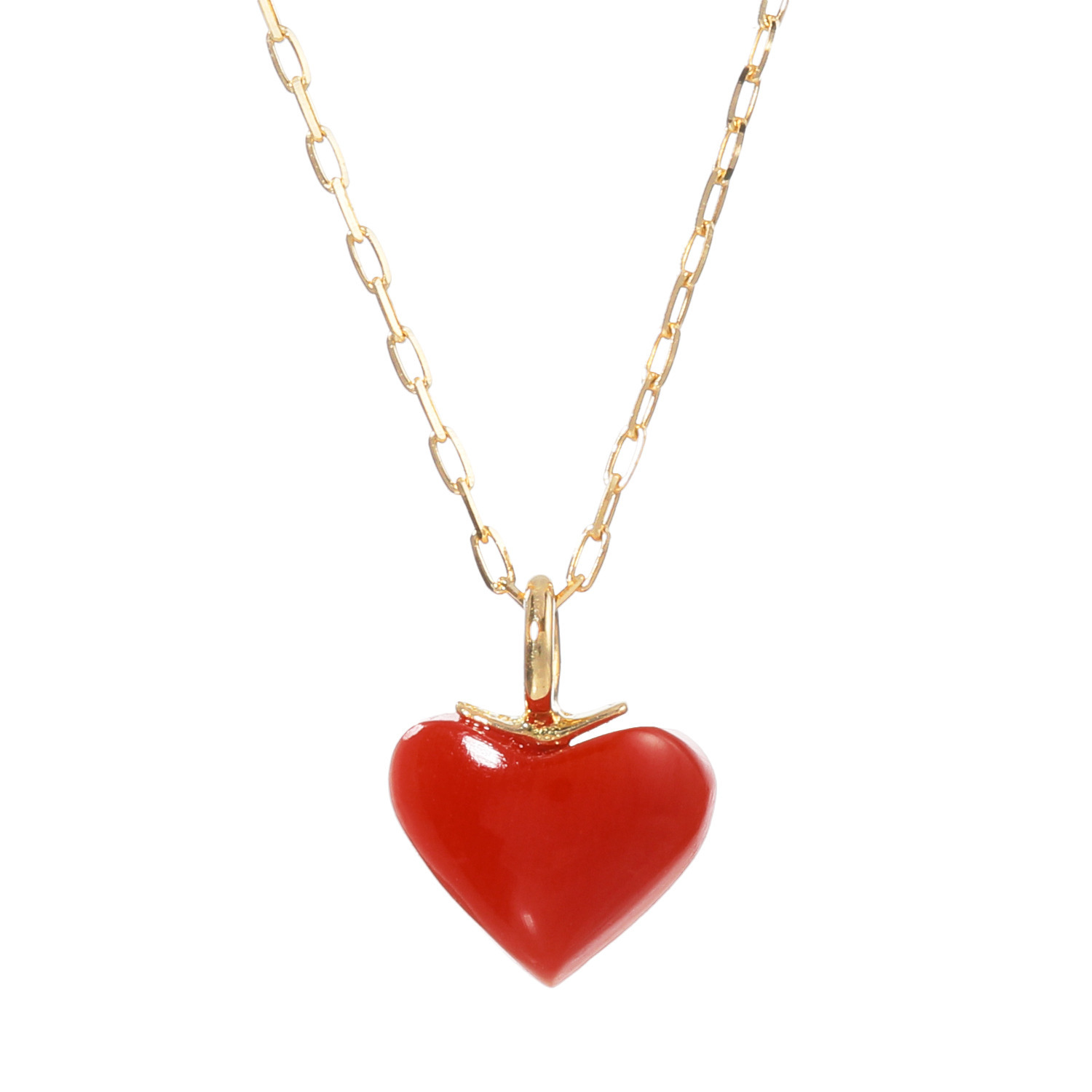 香瑚 １８Ｋ 高知県産血赤珊瑚 ハートモティーフ ネックレス