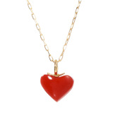 香瑚 １８Ｋ 高知県産血赤珊瑚 ハートモティーフ ネックレス