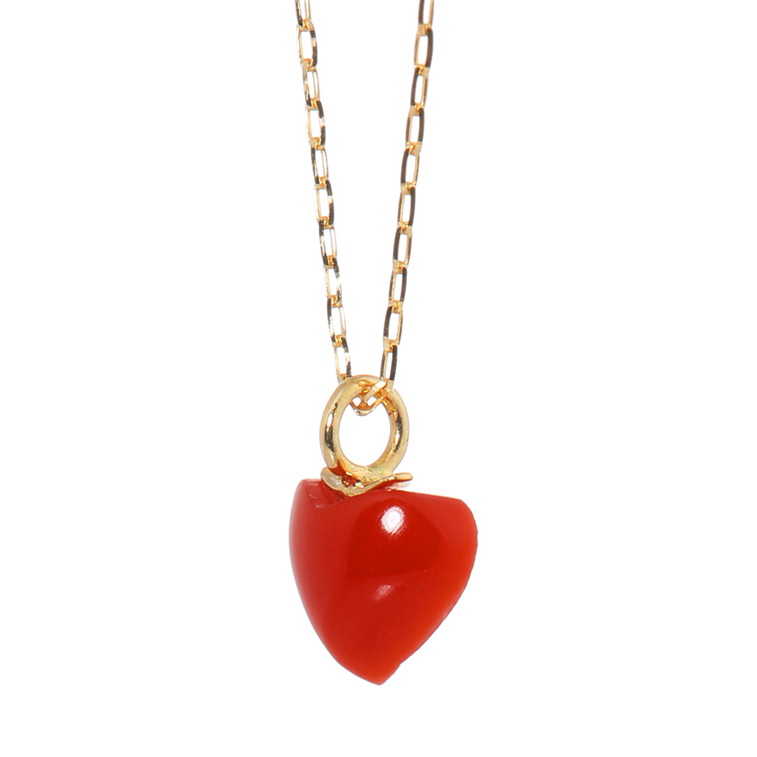 香瑚 １８Ｋ 高知県産血赤珊瑚 ハートモティーフ ネックレス