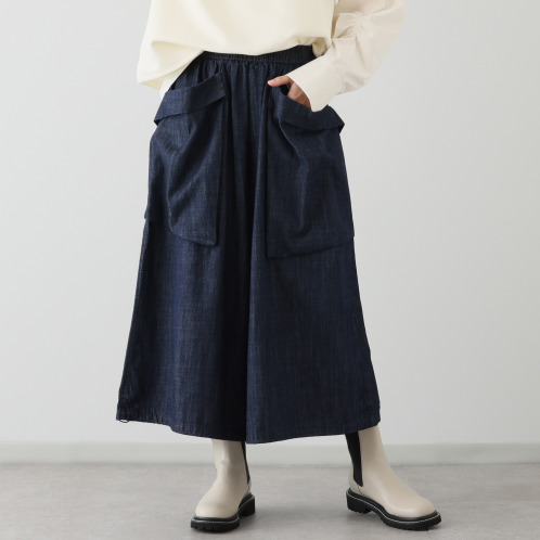 ベルデニム ウォッシュ加工入り ワイドシルエット デザインデニムパンツ ベルデニム ウォッシュ加工入り ワイドシルエット デザインデニムパンツ