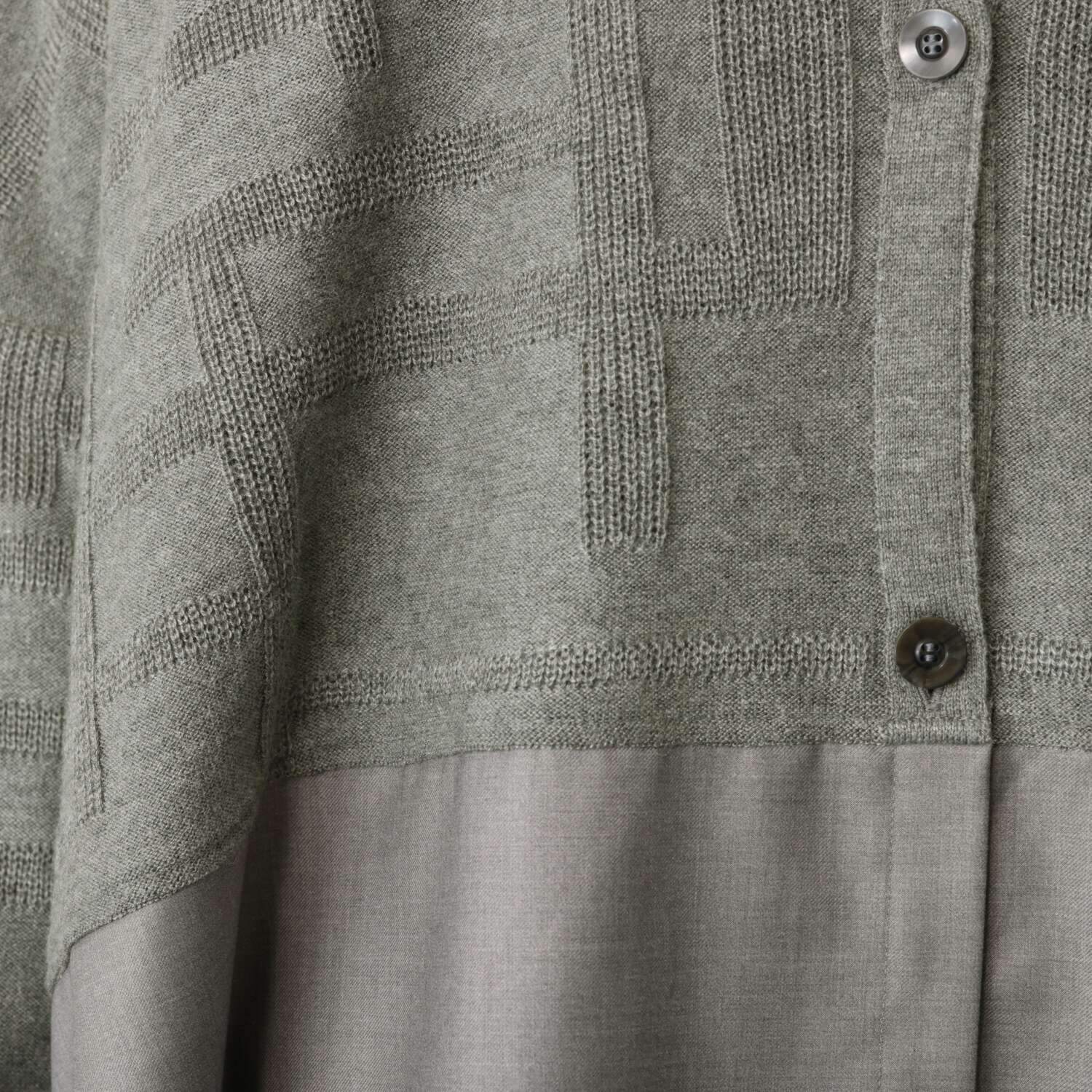 ヨシヨシ バイ　ピージェイ オーバーサイズシルエット 異素材切替 デザインカーディガン