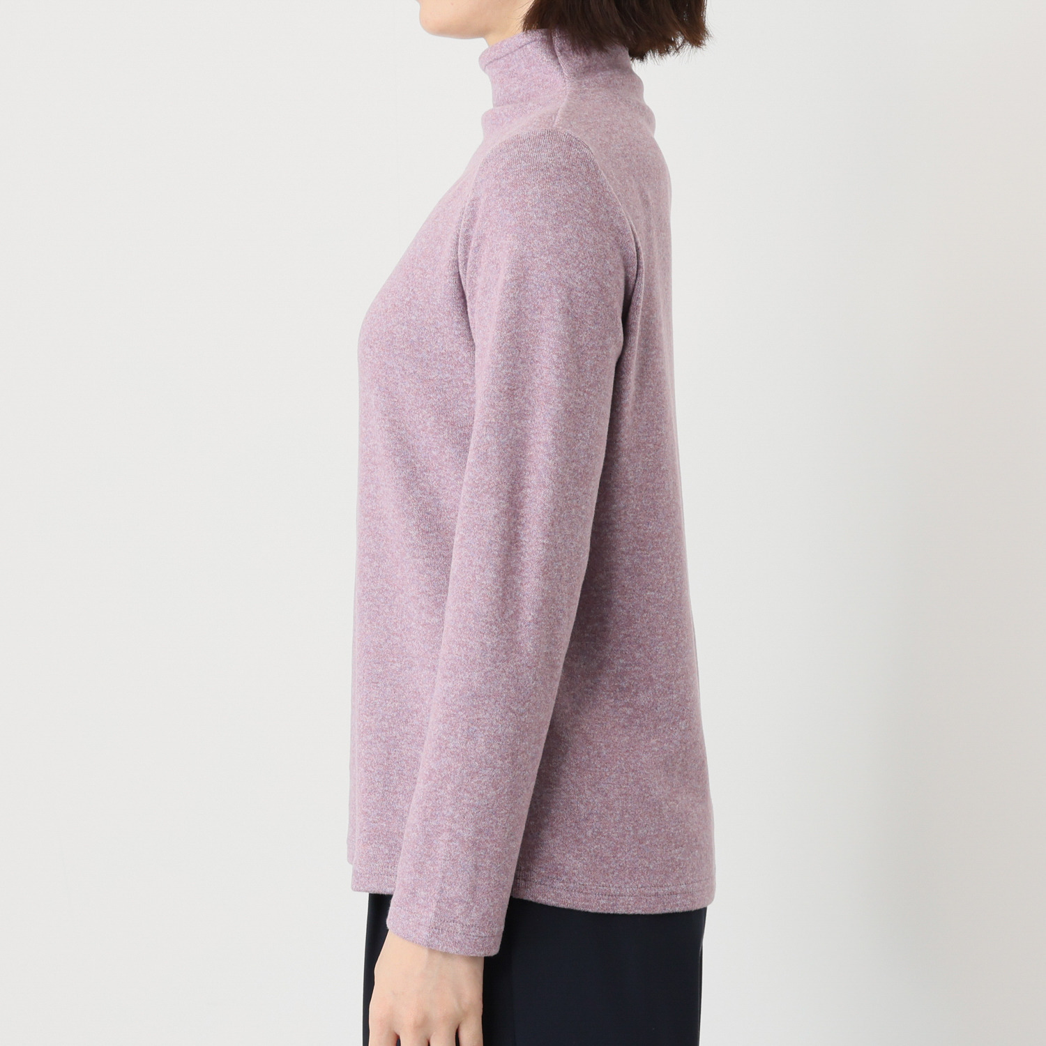 ココンライフ　ドゥ 吸湿発熱 杢調あたたか ボトルネック ウール混プルオーバー