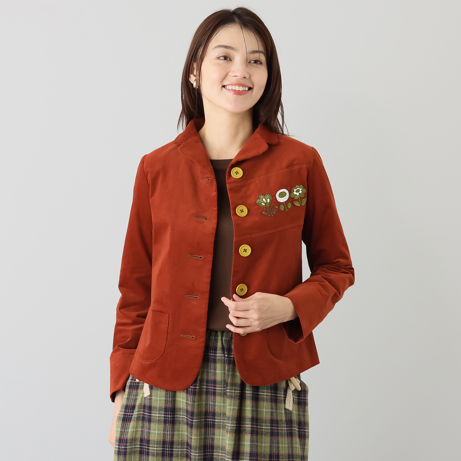 ハヤマ　ブリーズ 微塵コール天 刺しゅう入りジャケット