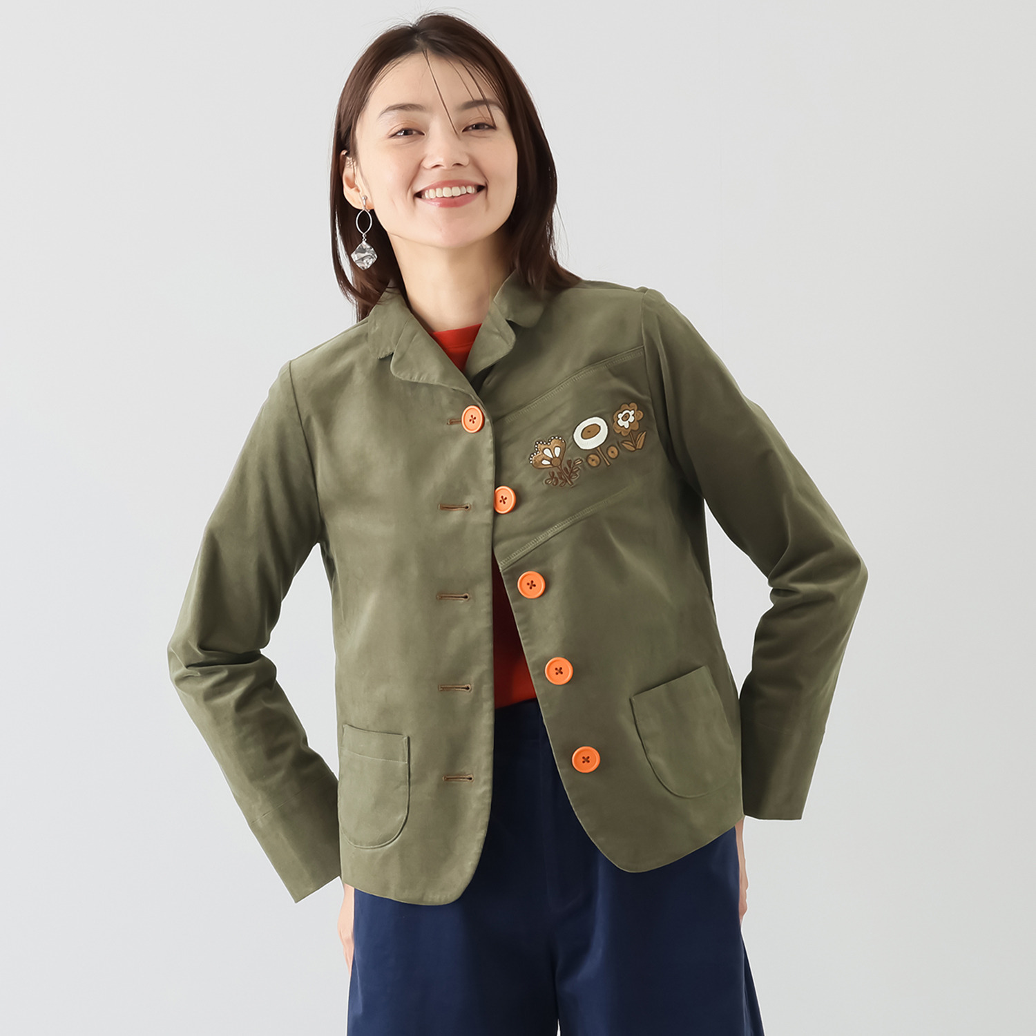 ハヤマ　ブリーズ 微塵コール天 刺しゅう入りジャケット