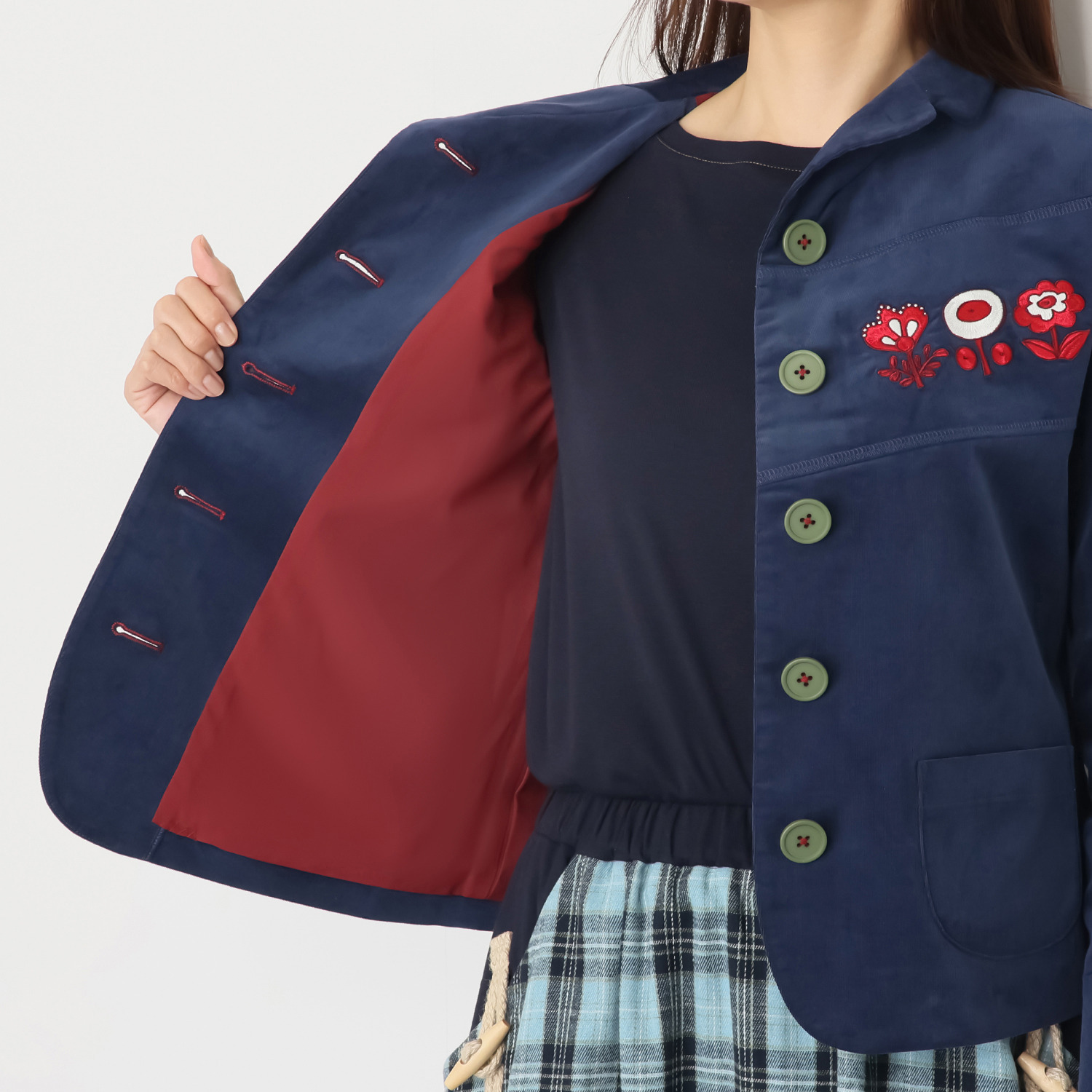 ハヤマ　ブリーズ 微塵コール天 刺しゅう入りジャケット