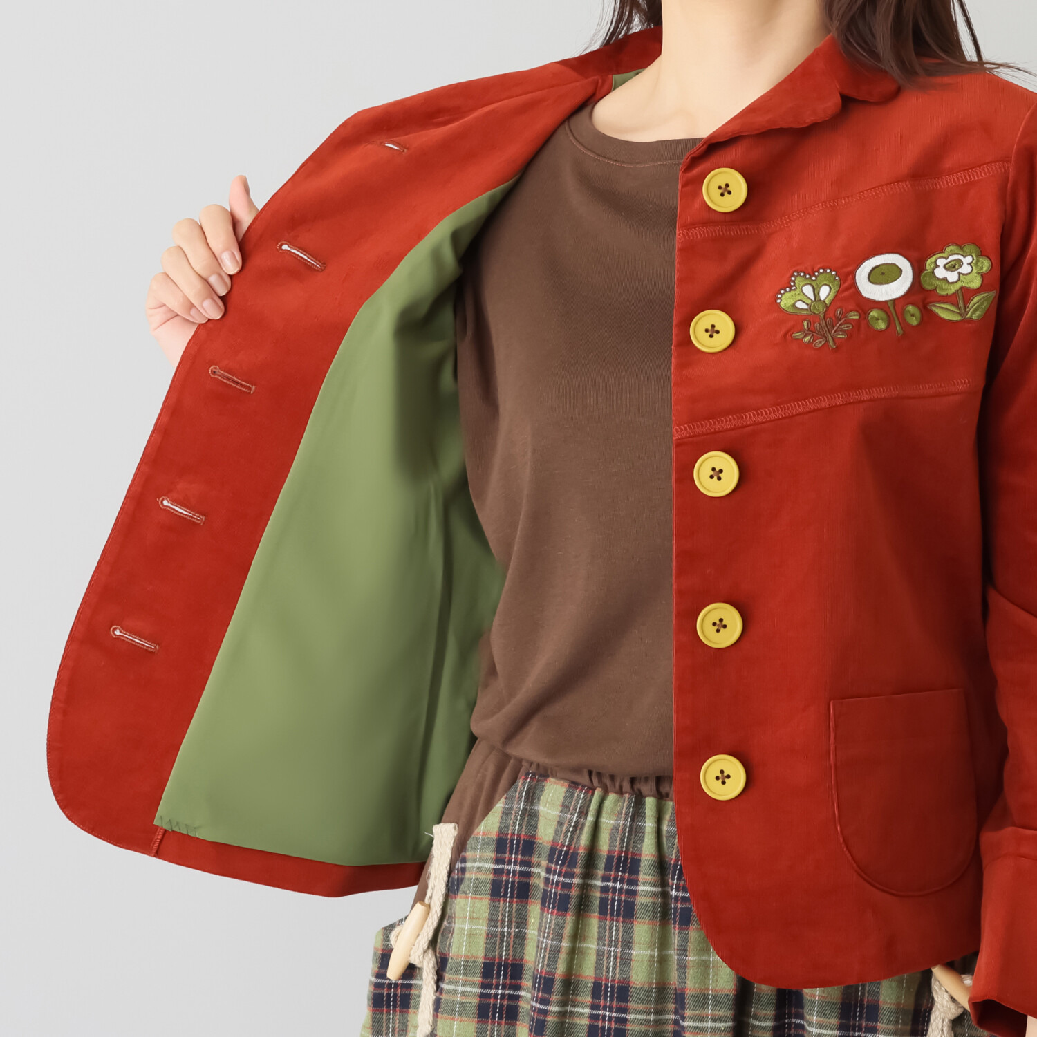 ハヤマ　ブリーズ 微塵コール天 刺しゅう入りジャケット