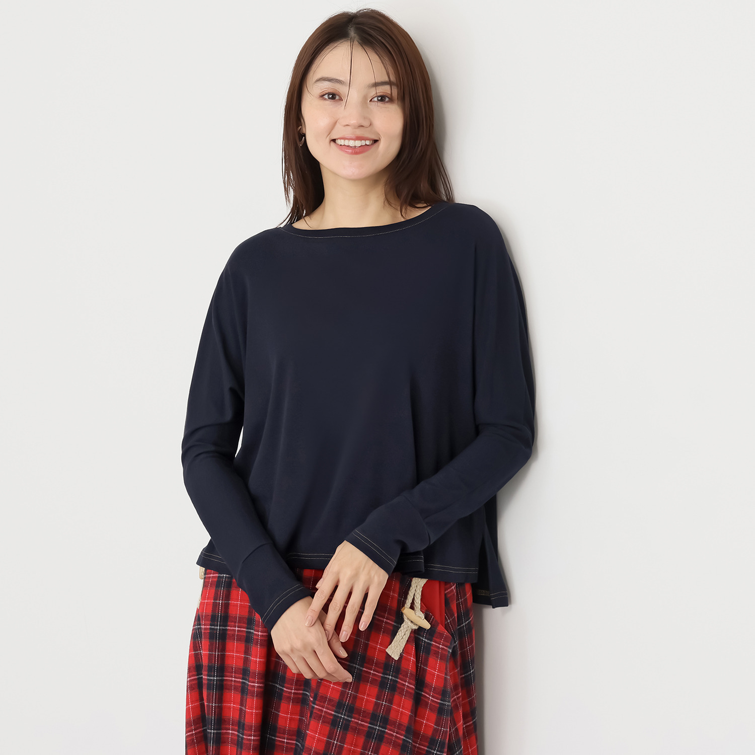 ハヤマ　ブリーズ 配色ステッチ 長袖シャツ