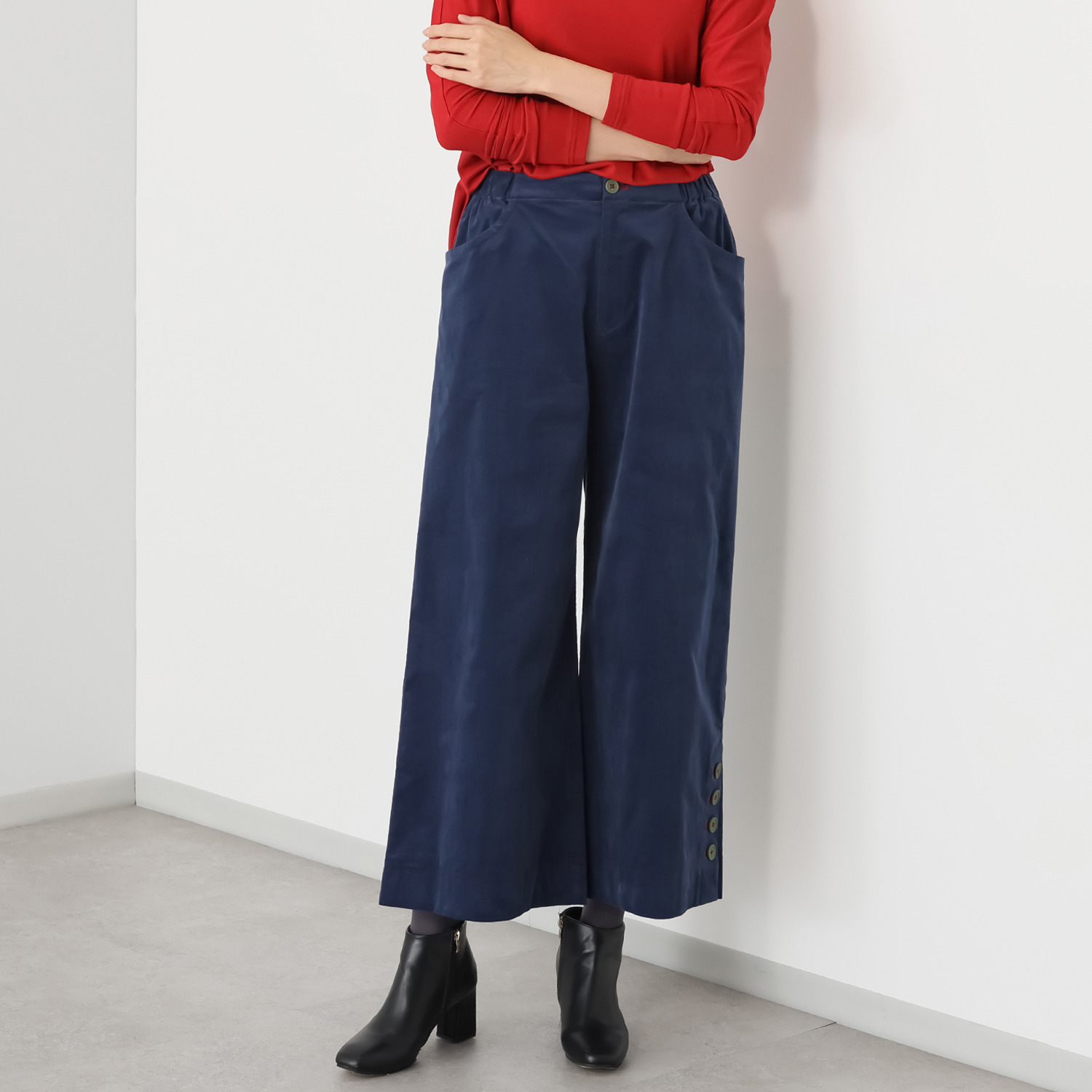 ハヤマ　ブリーズ 微塵コール天 ワイドパンツ