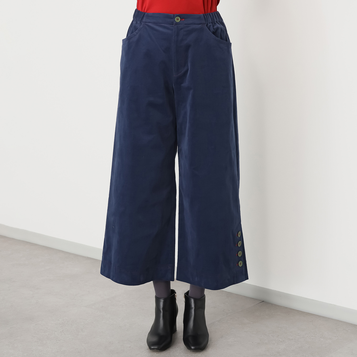 ハヤマ　ブリーズ 微塵コール天 ワイドパンツ