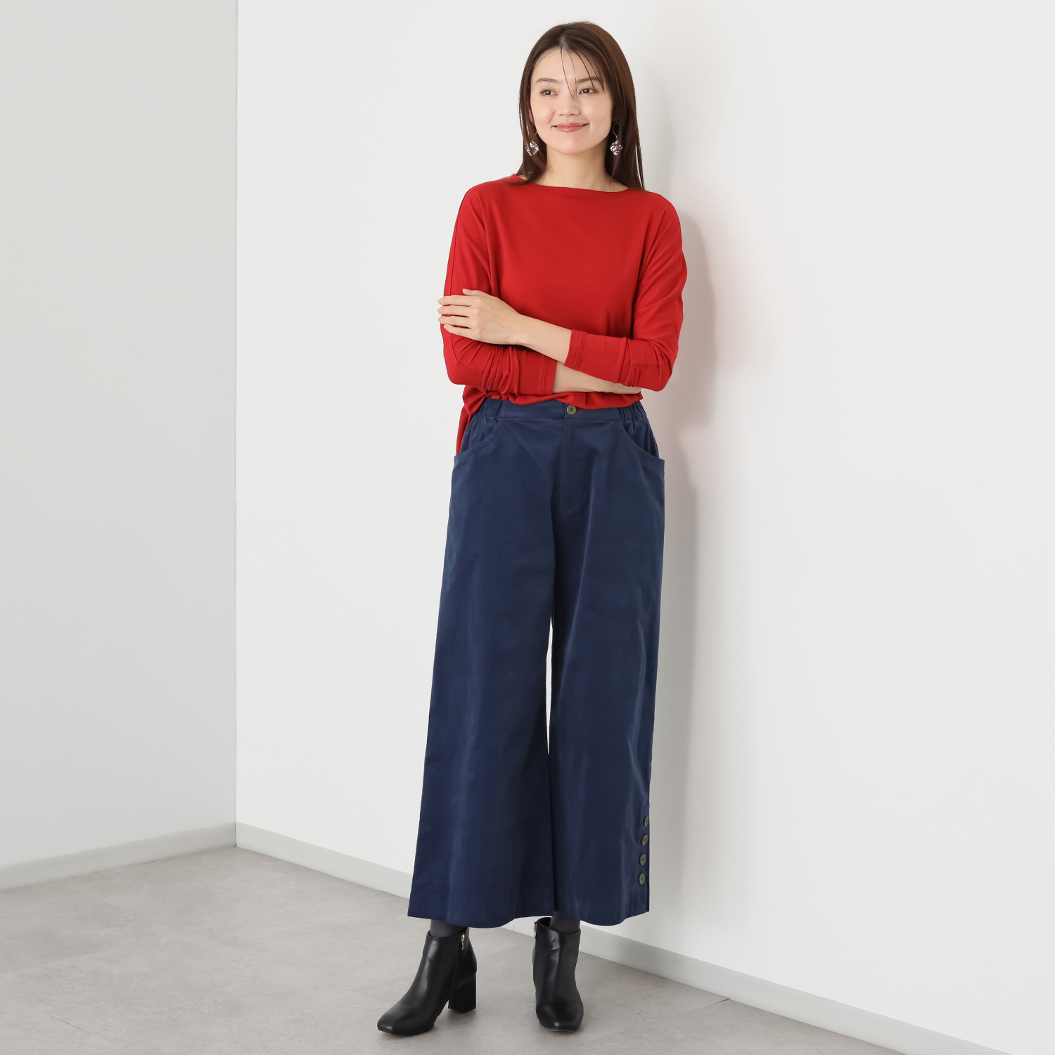 ハヤマ　ブリーズ 微塵コール天 ワイドパンツ