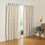 エコファイン 保温＆ＵＶカット ドレーププリント花柄 厚地カーテン２枚組 ＜１００×２００ｃｍ＞