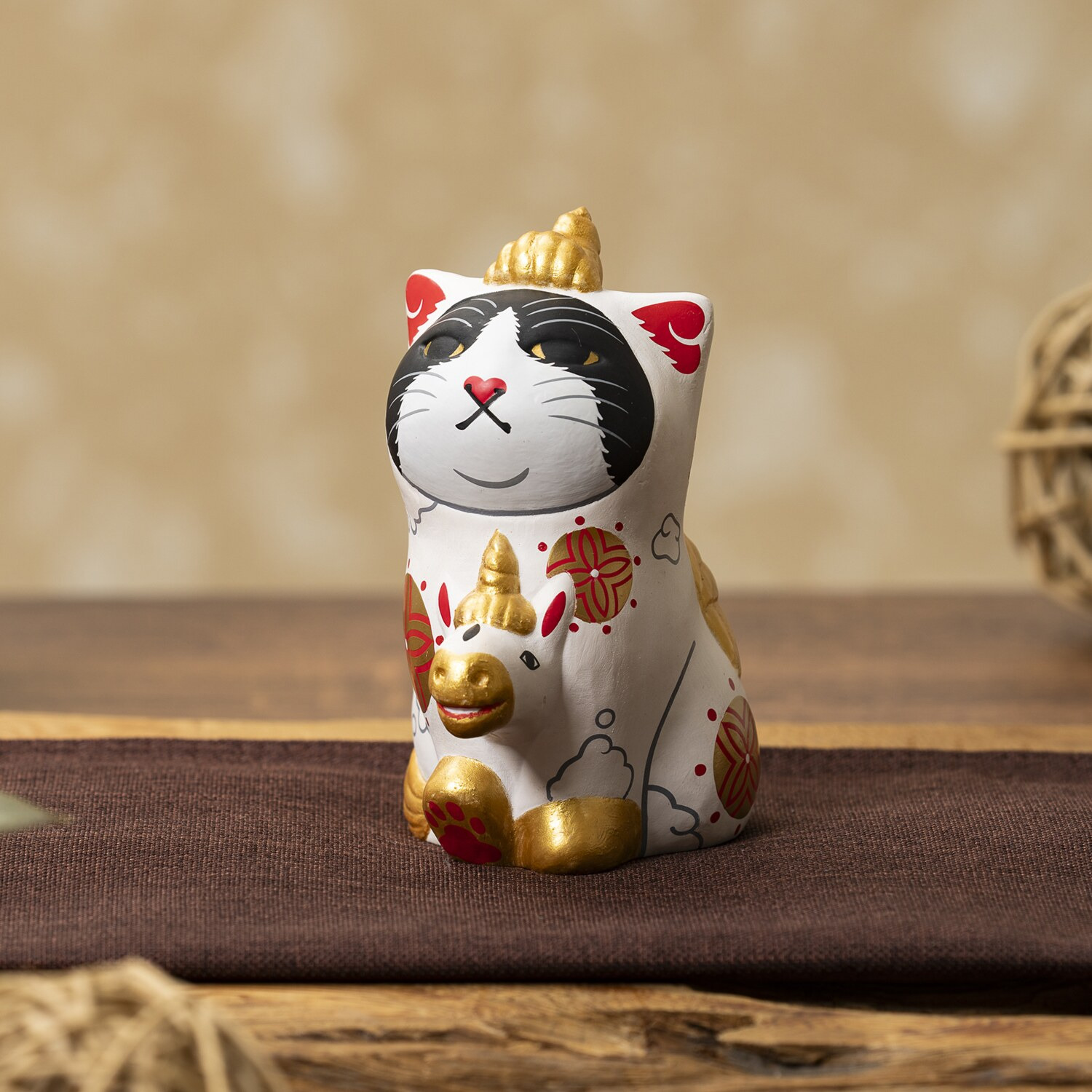 たまふり屋 木彫り像 みんなのカオデカクン 天馬猫