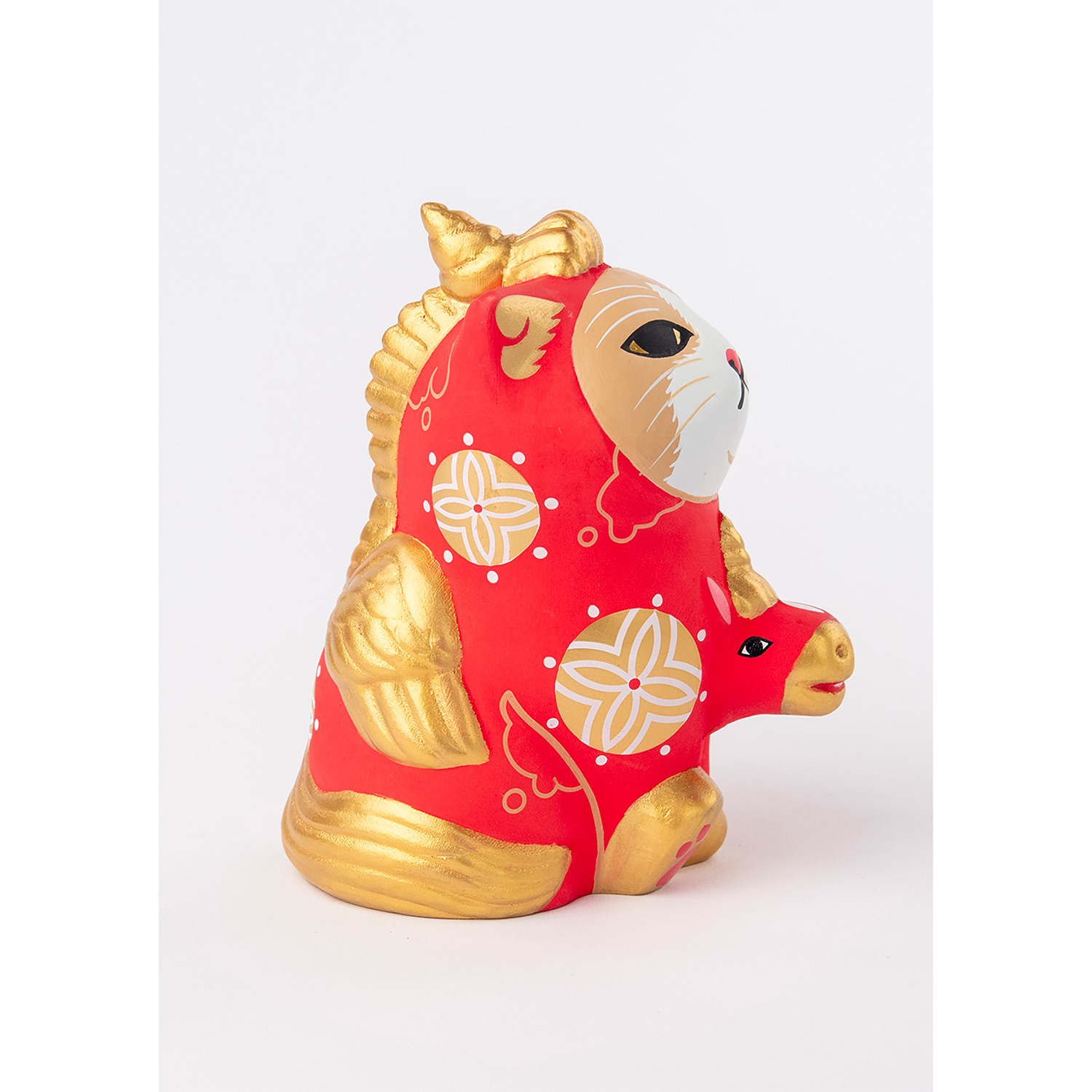 たまふり屋 木彫り像 みんなのカオデカクン 天馬猫 紅白セット