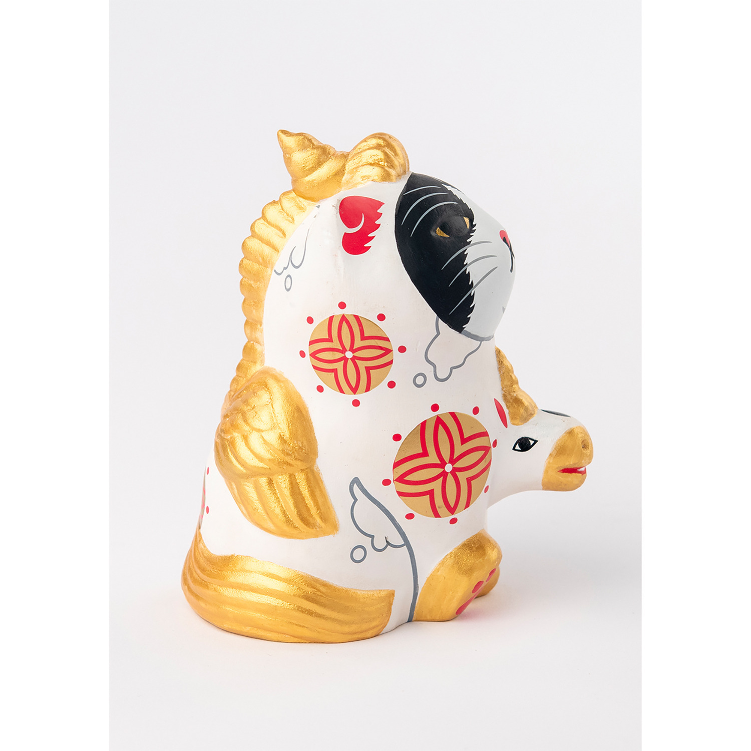 たまふり屋 木彫り像 みんなのカオデカクン 天馬猫 紅白セット
