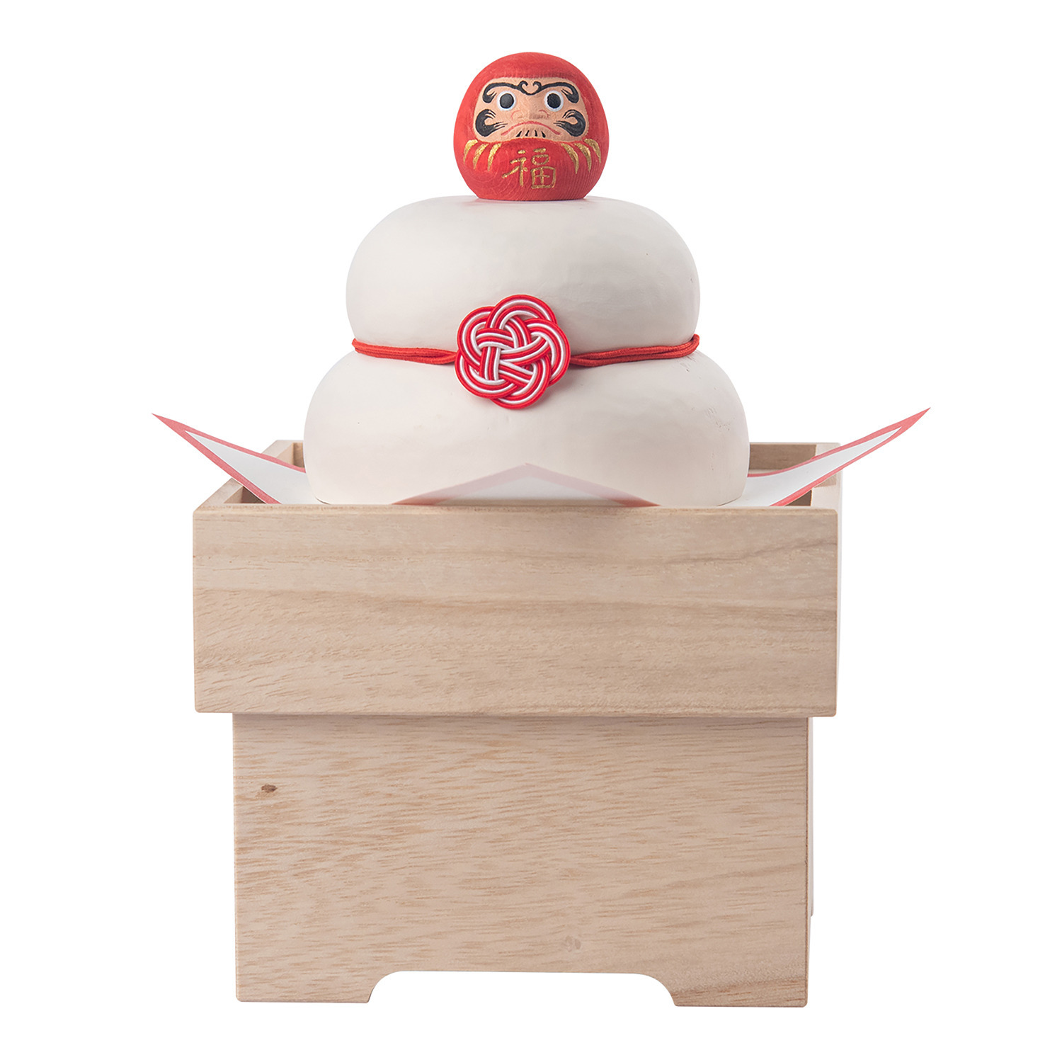 たまふり屋 少林山達磨寺御祈祷 達磨木彫り鏡餅 ＜小＞