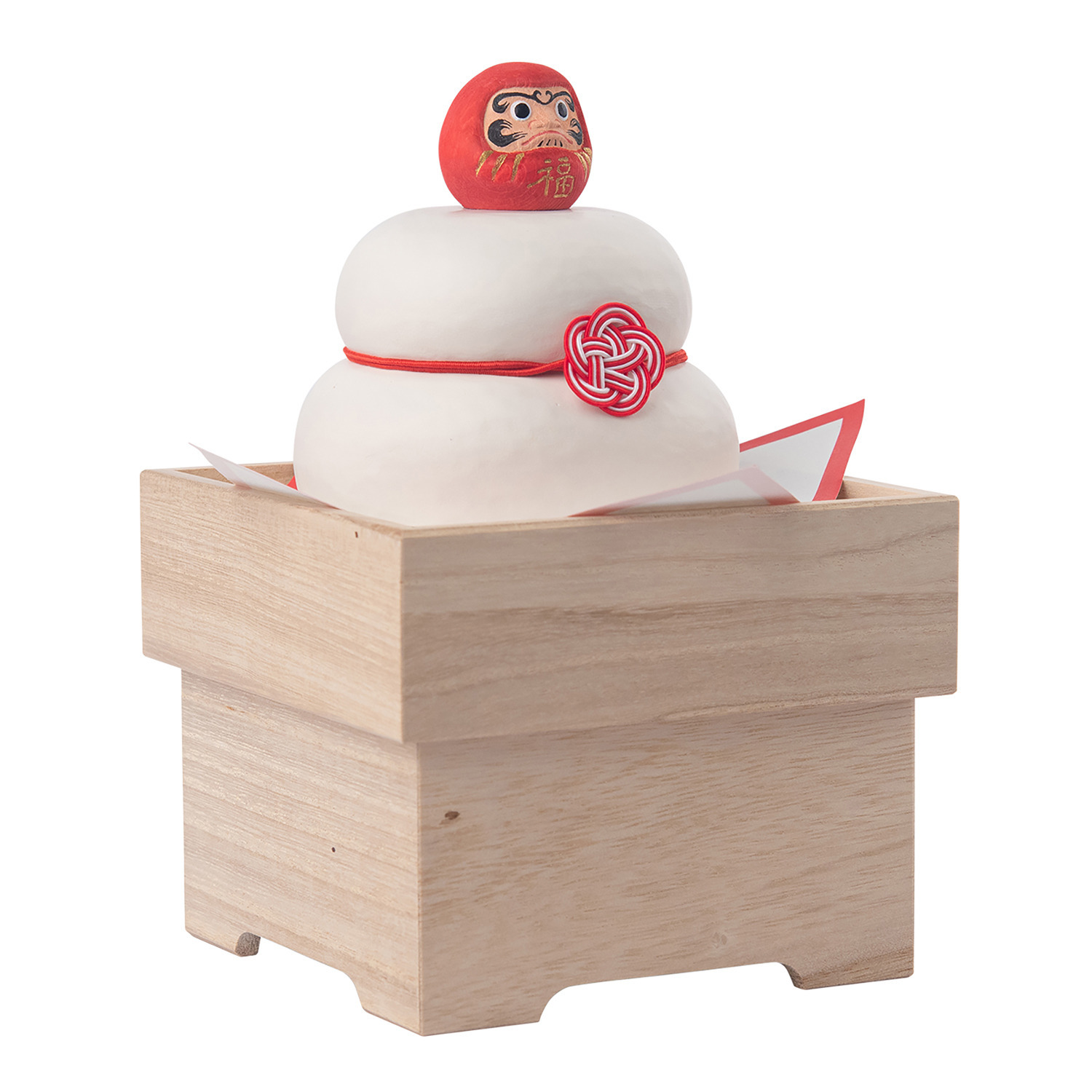 たまふり屋 少林山達磨寺御祈祷 達磨木彫り鏡餅 ＜小＞