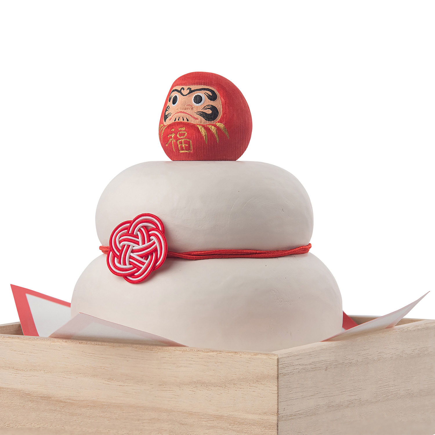 たまふり屋 少林山達磨寺御祈祷 達磨木彫り鏡餅 ＜小＞