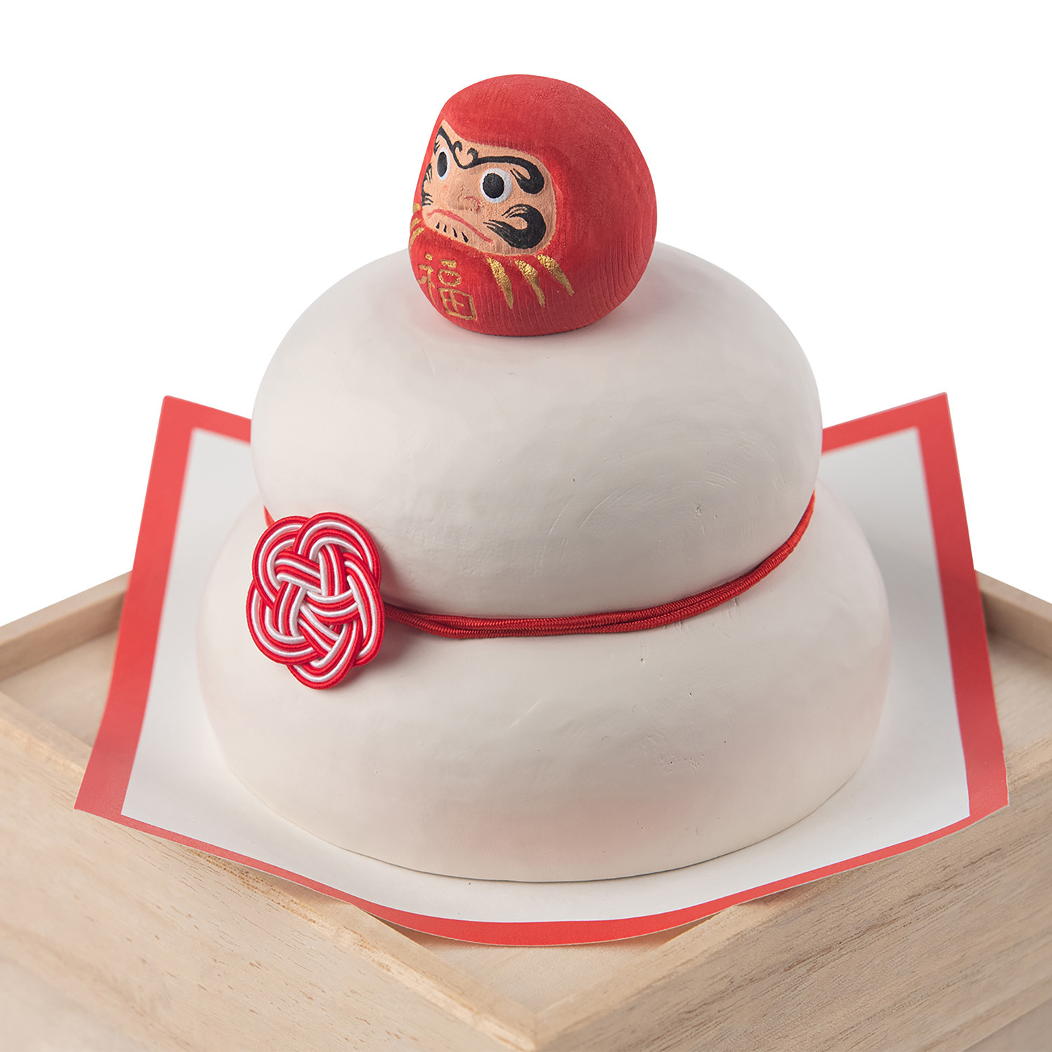 たまふり屋 少林山達磨寺御祈祷 達磨木彫り鏡餅 ＜小＞