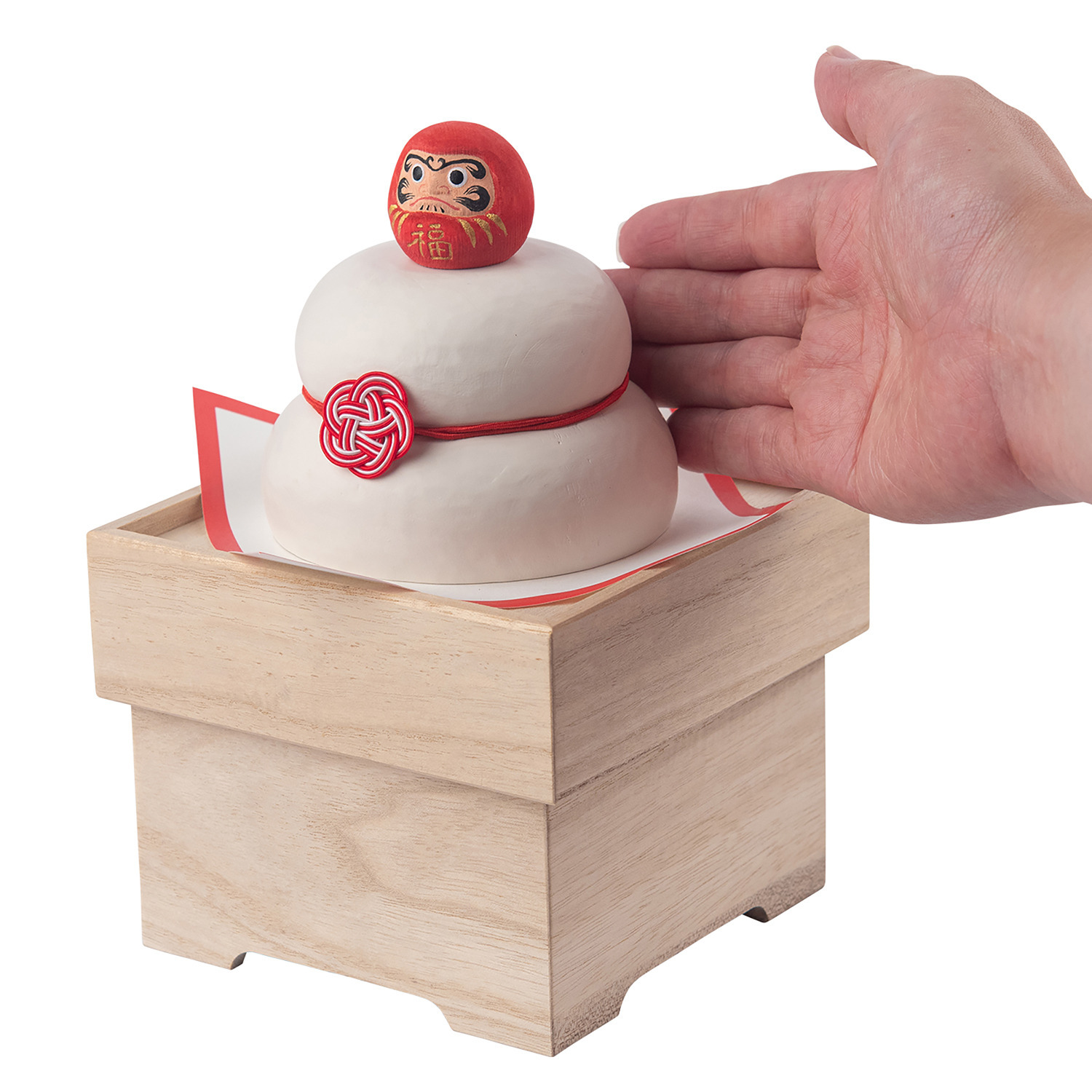 たまふり屋 少林山達磨寺御祈祷 達磨木彫り鏡餅 ＜小＞