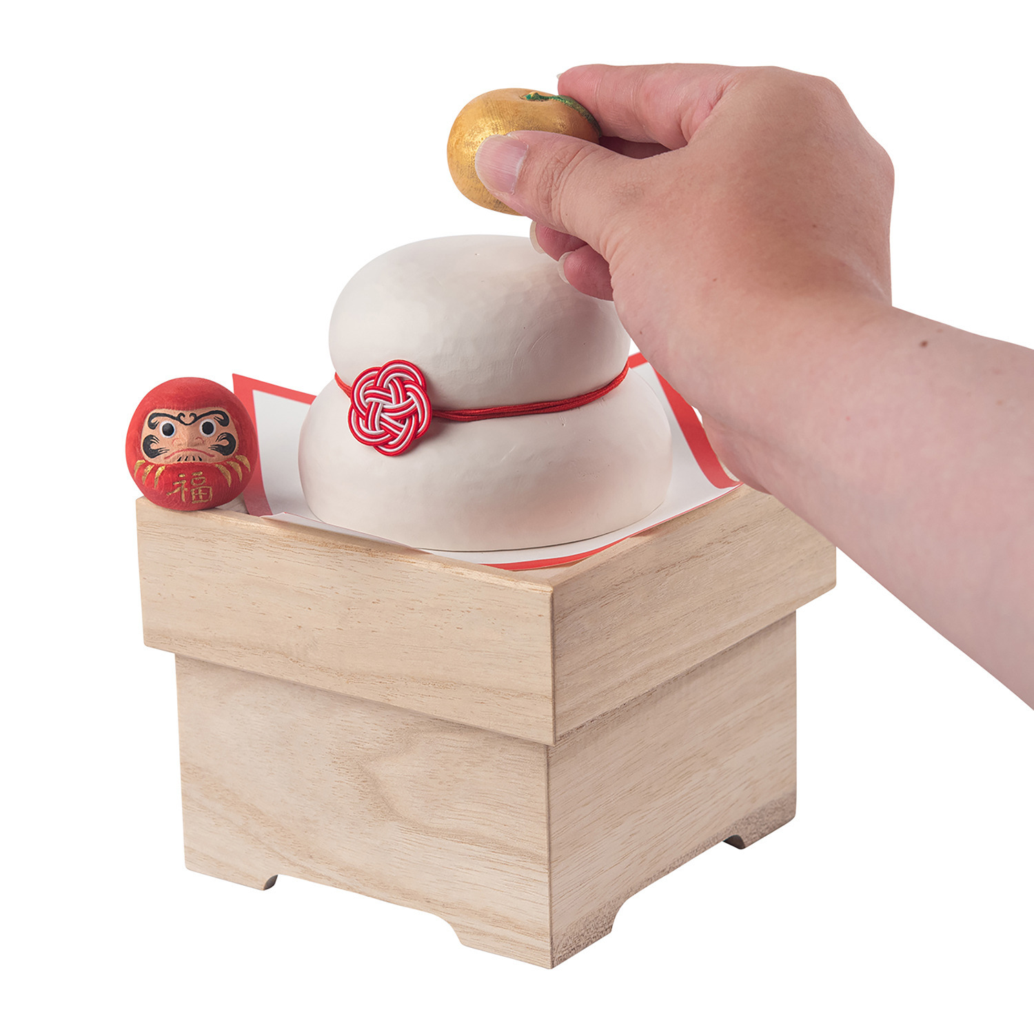 たまふり屋 少林山達磨寺御祈祷 達磨木彫り鏡餅 ＜小＞