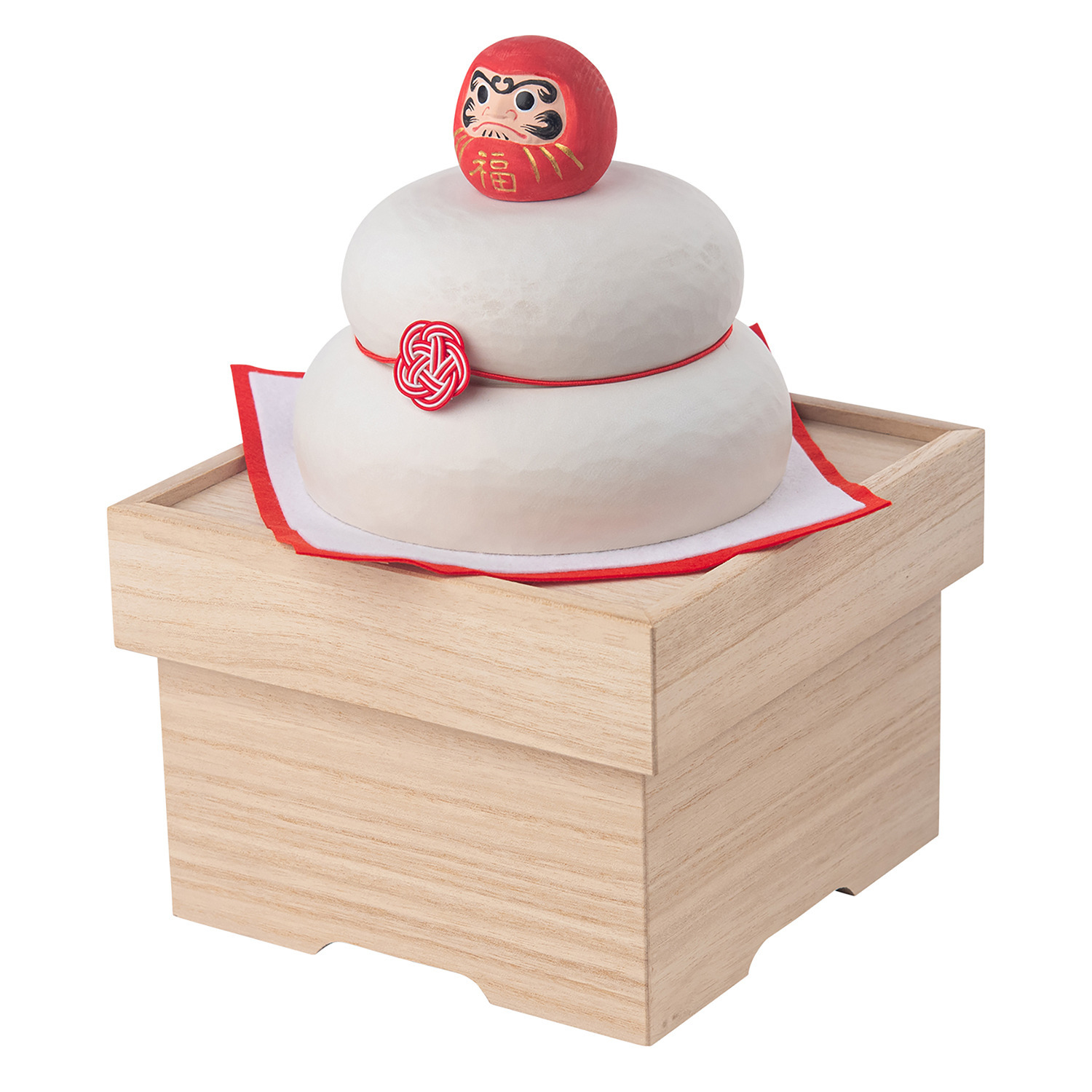 たまふり屋 少林山達磨寺御祈祷 達磨木彫り鏡餅 ＜大＞