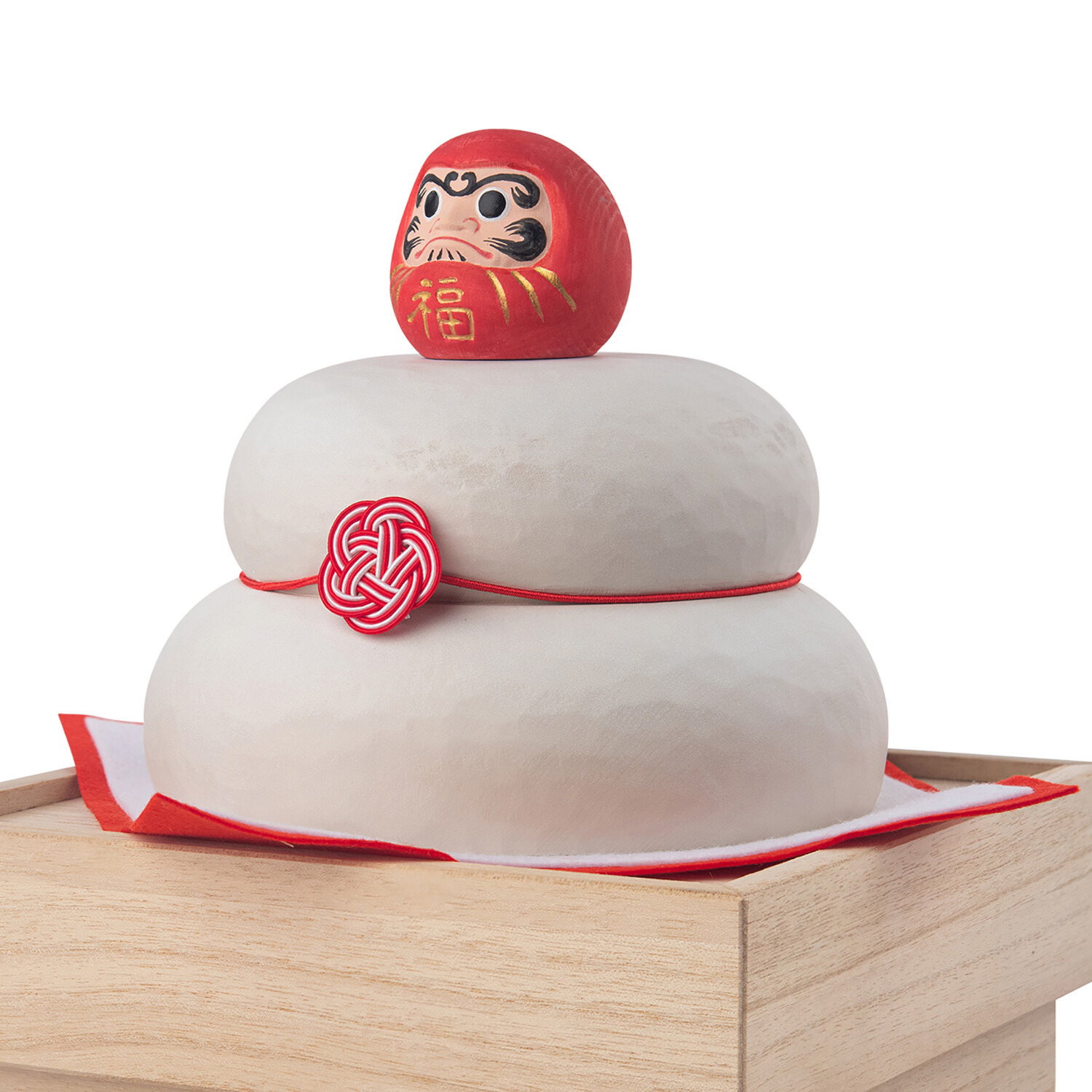 たまふり屋 少林山達磨寺御祈祷 達磨木彫り鏡餅 ＜大＞
