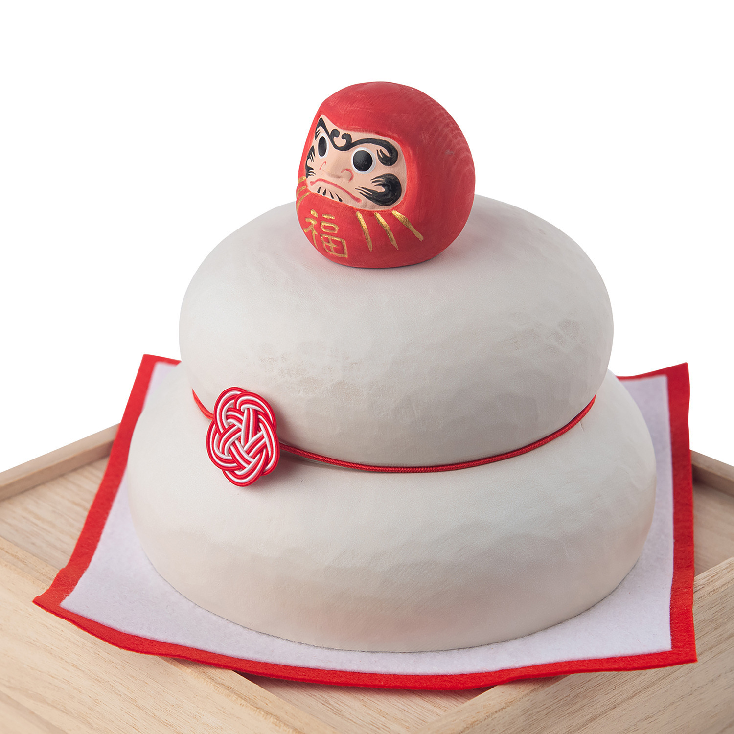 たまふり屋 少林山達磨寺御祈祷 達磨木彫り鏡餅 ＜大＞