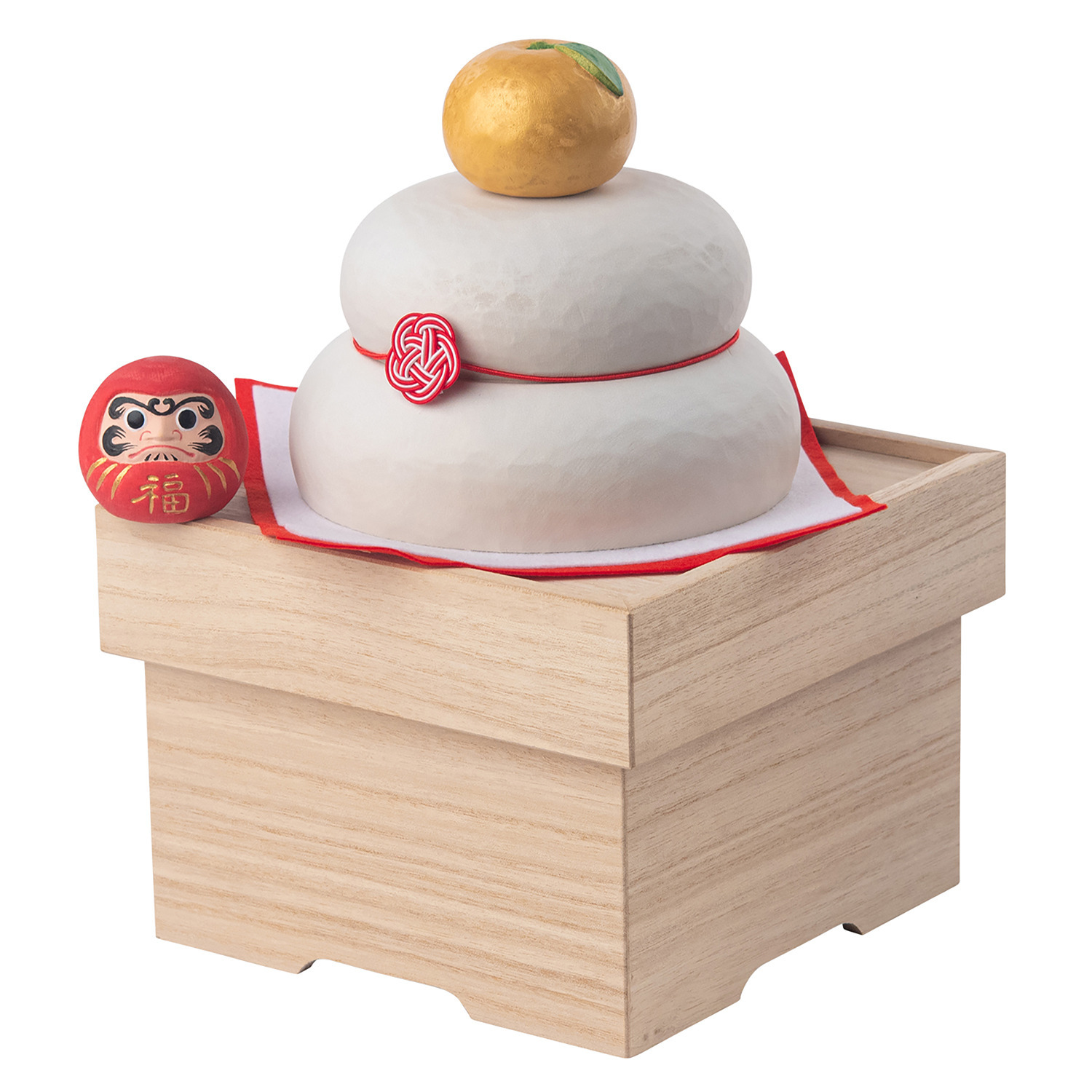 たまふり屋 少林山達磨寺御祈祷 達磨木彫り鏡餅 ＜大＞