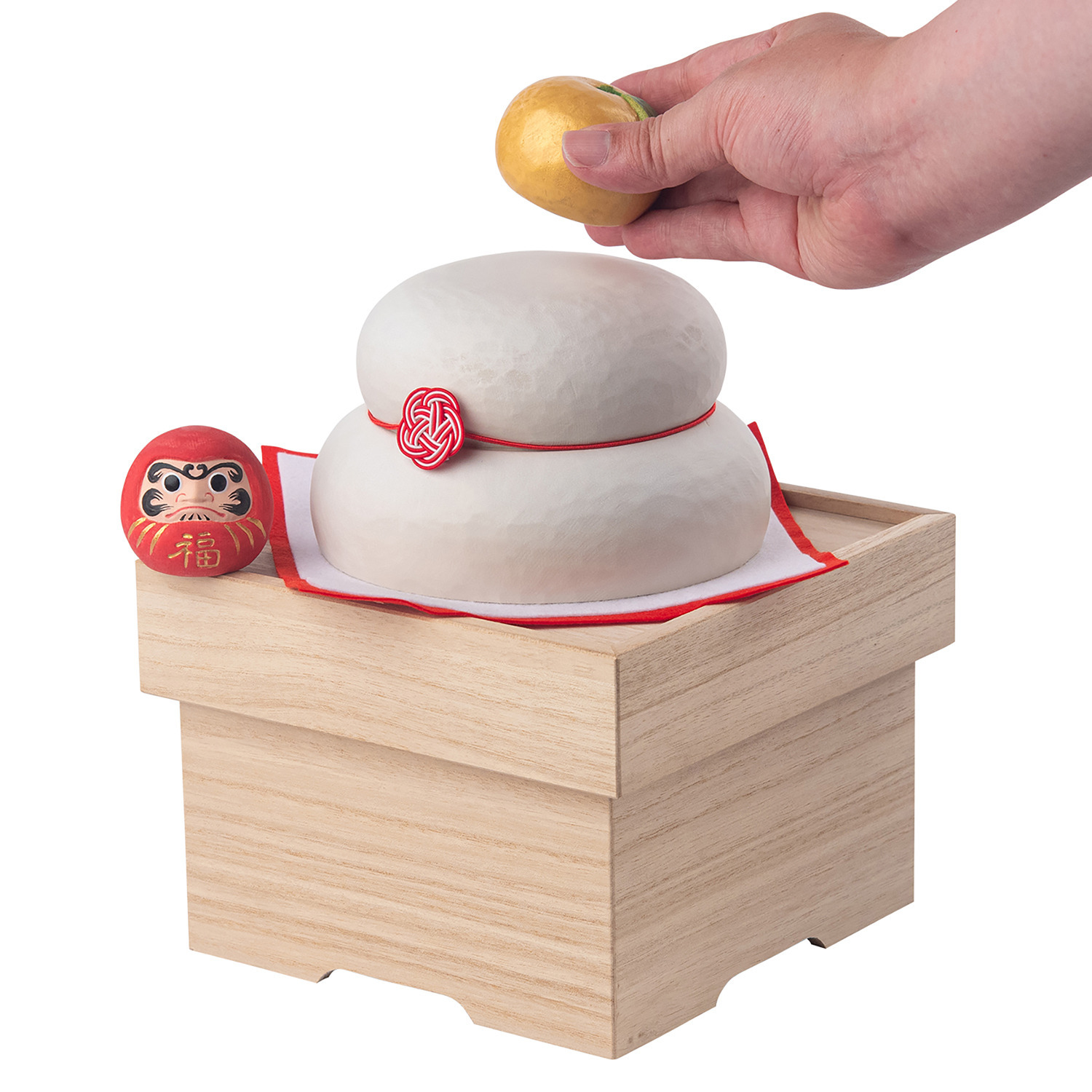 たまふり屋 少林山達磨寺御祈祷 達磨木彫り鏡餅 ＜大＞