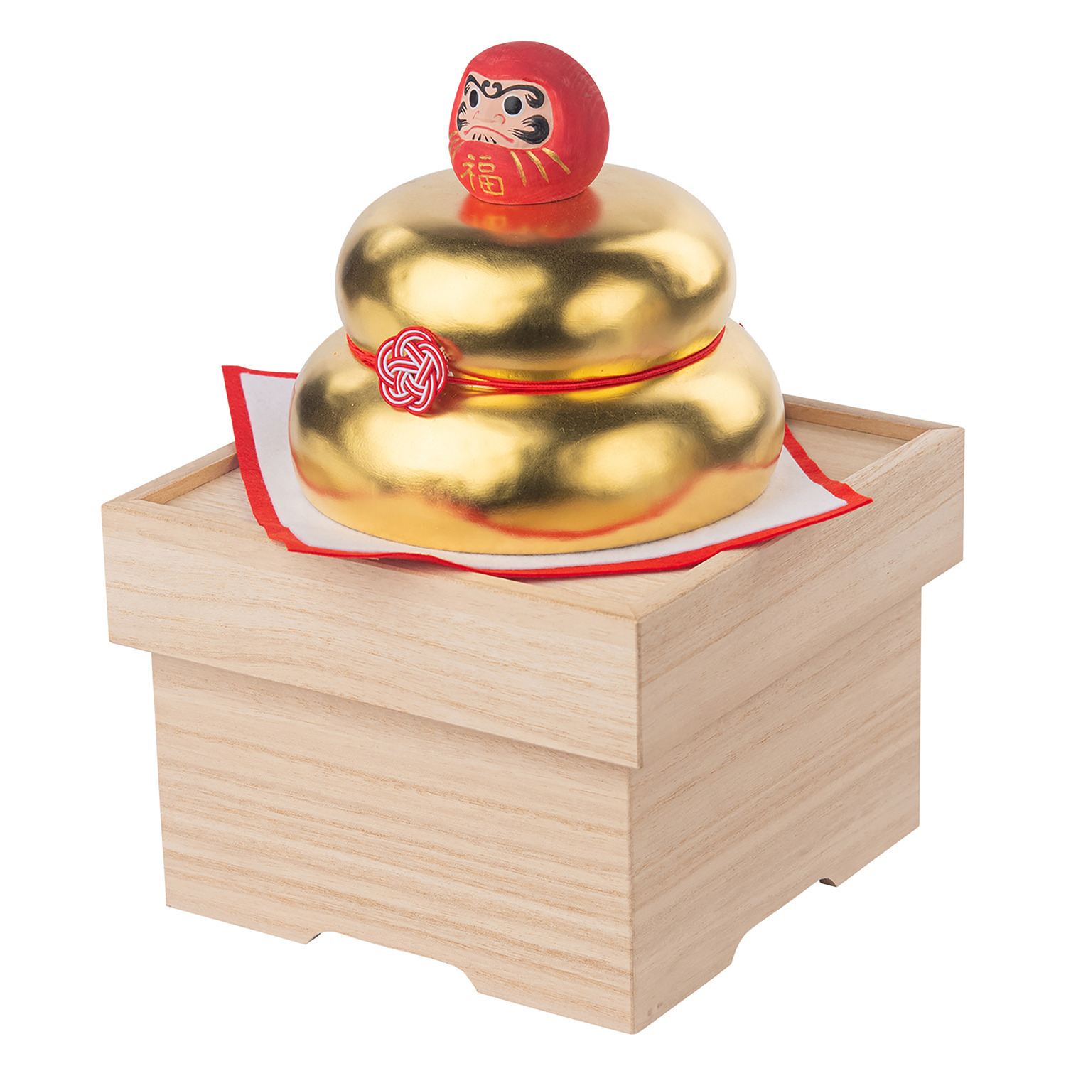 たまふり屋 少林山達磨寺御祈祷 達磨黄金木彫り鏡餅 ＜大＞