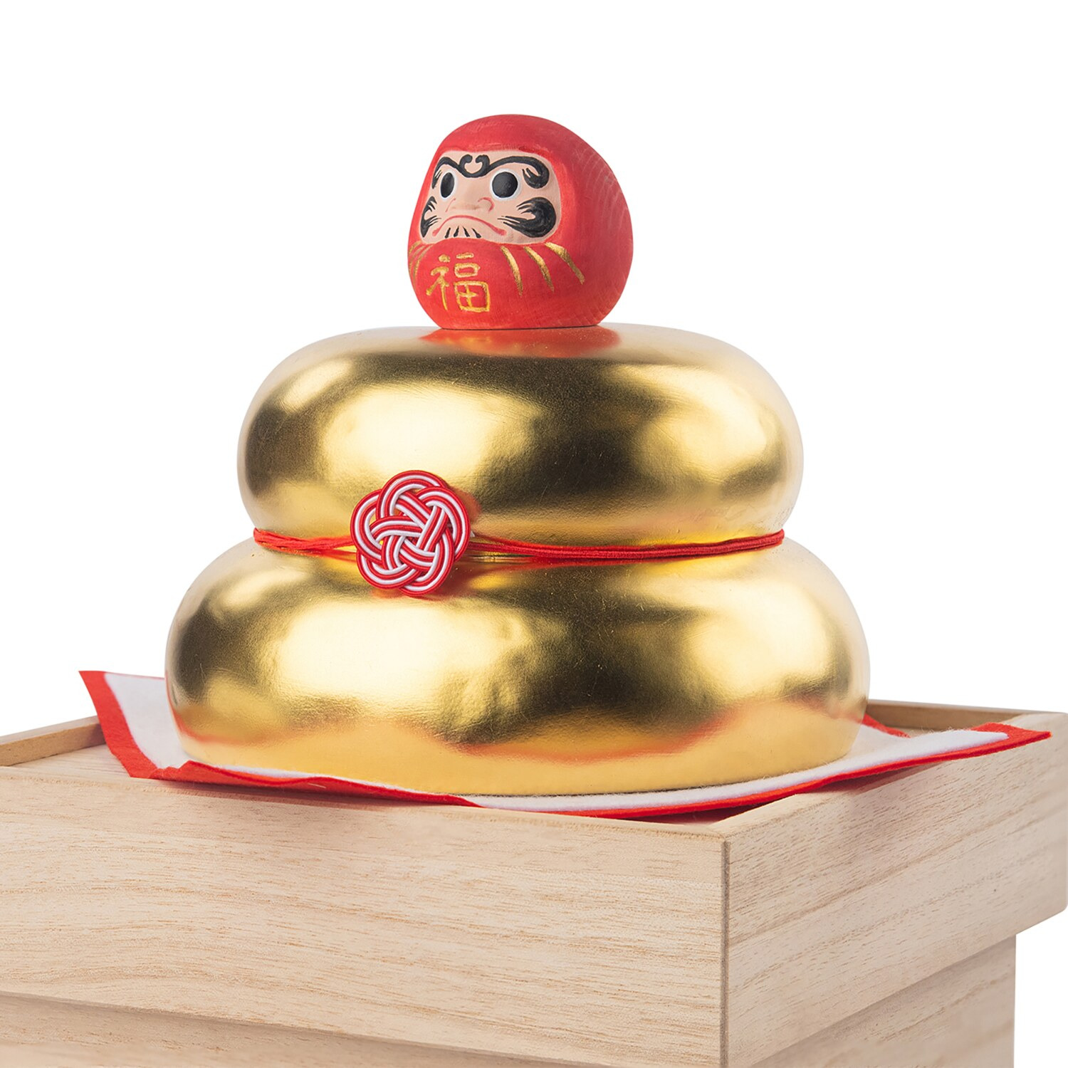 たまふり屋 少林山達磨寺御祈祷 達磨黄金木彫り鏡餅 ＜大＞