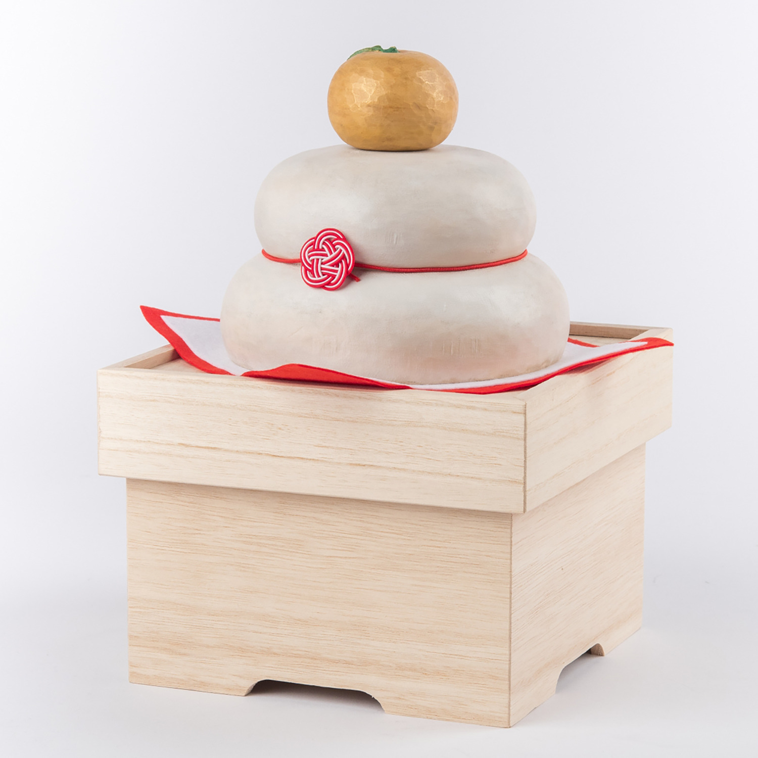 たまふり屋 宝来宝来神社御祈祷 金運祈願の永世木彫り鏡餅 ＜大＞